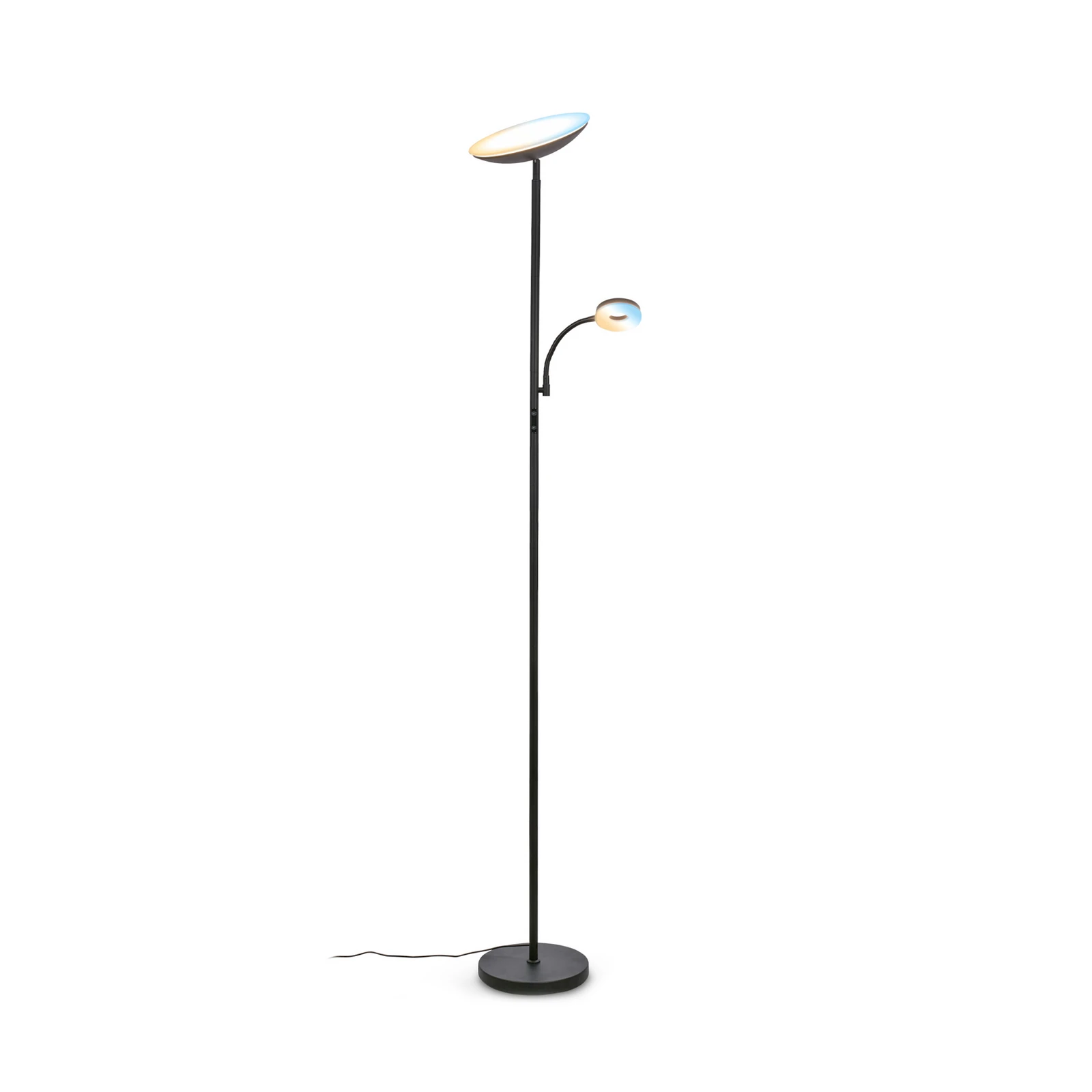 LED-Stehleuchte Sira, schwarz, CCT, Touchdimmer, Leselicht