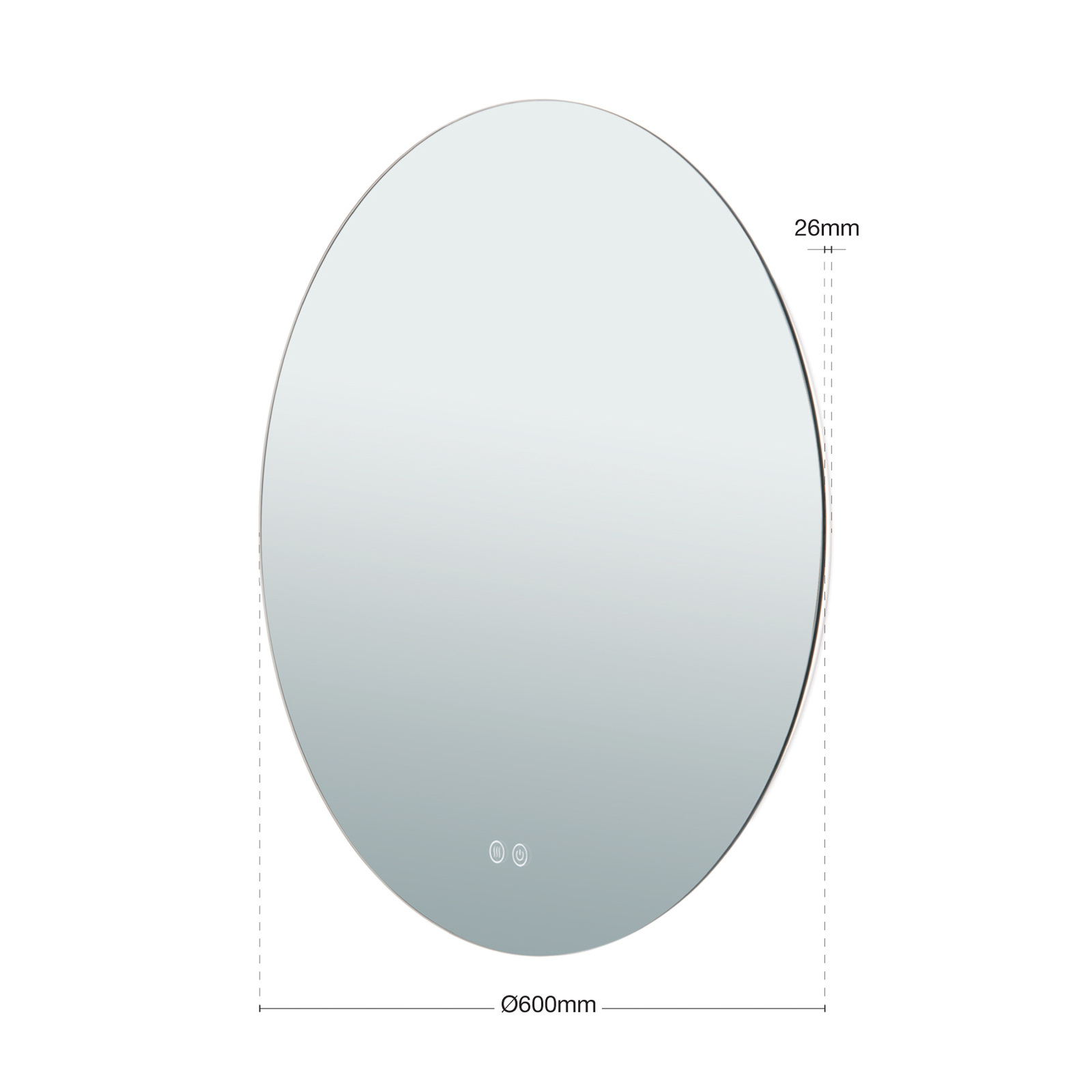 Miroir LED Focus, Ø 60 cm, CCT, antibuée, variateur tactile