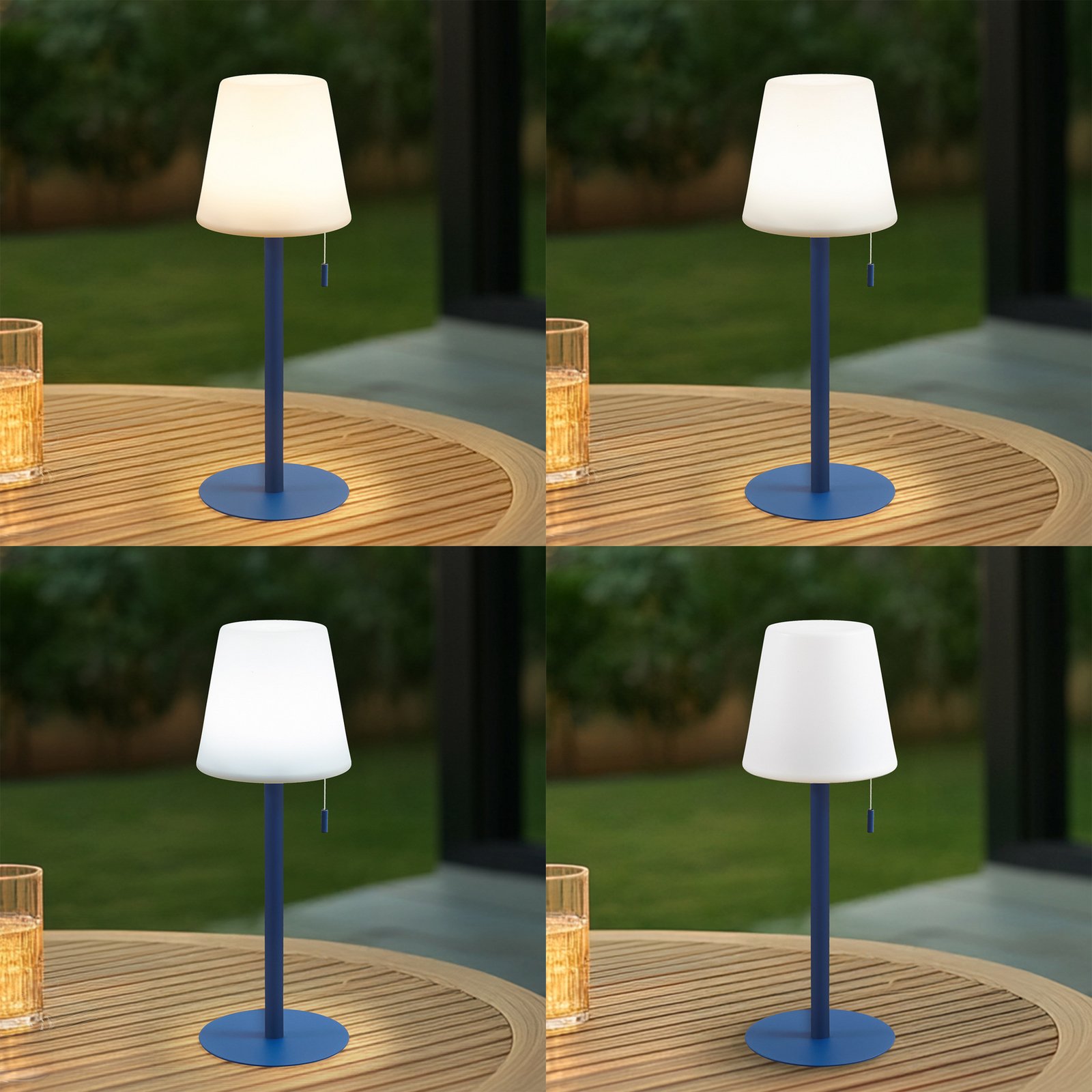 Lindby LED dobíjecí lampa Azalea blue hliník CCT výškově nastavitelná