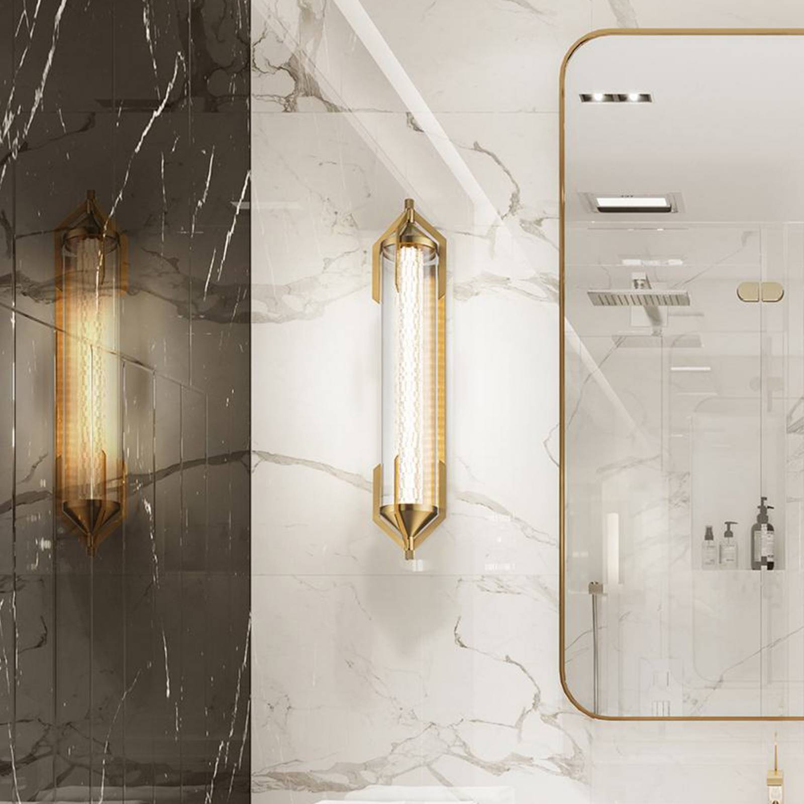 LED-Wandlampe ESPADA gold gebürstet Breite 70 cm Metall IP44 günstig online kaufen