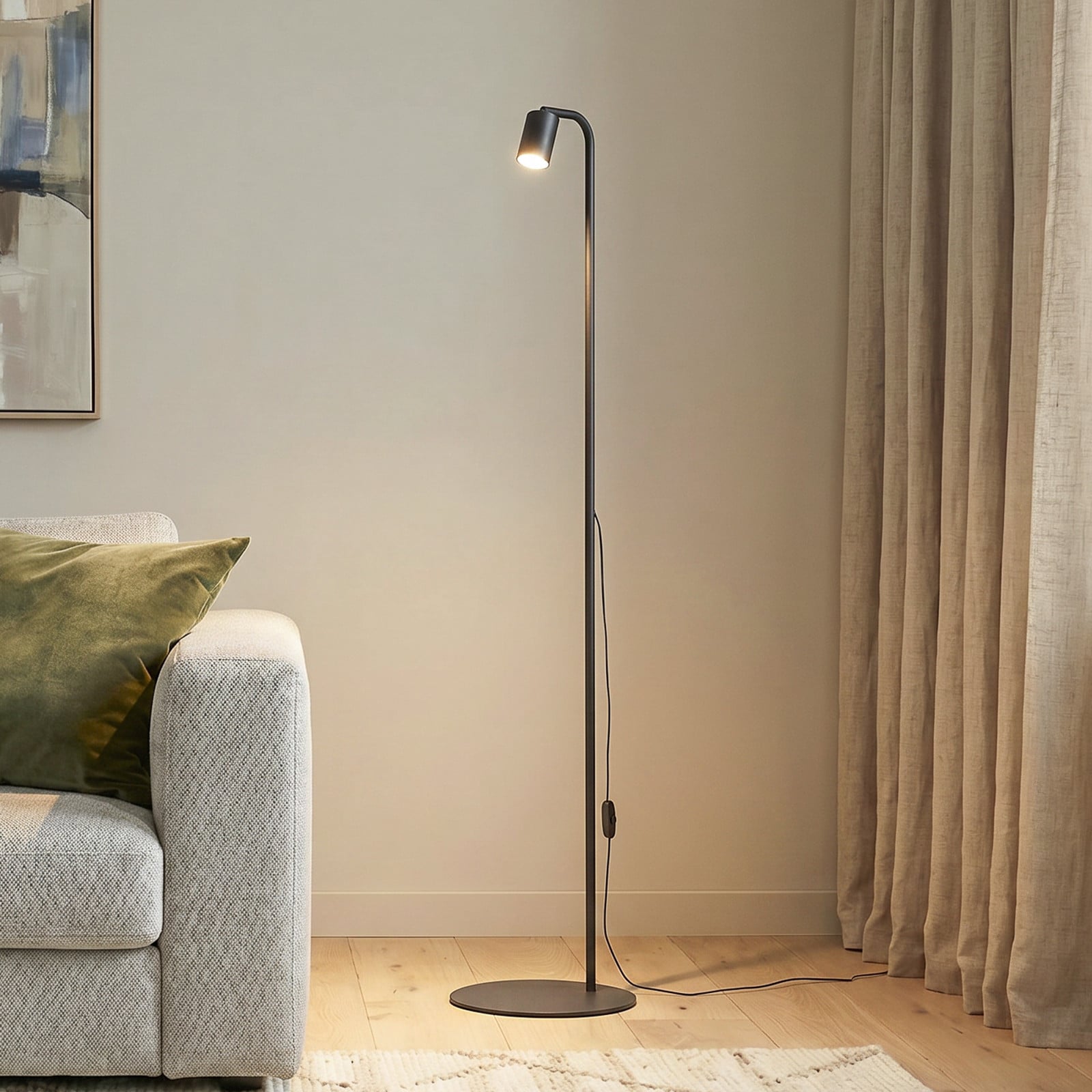 TK Lighting Lampadar Nex negru metal înălțime 140 cm GU10 - Camera de zi / sufragerie
