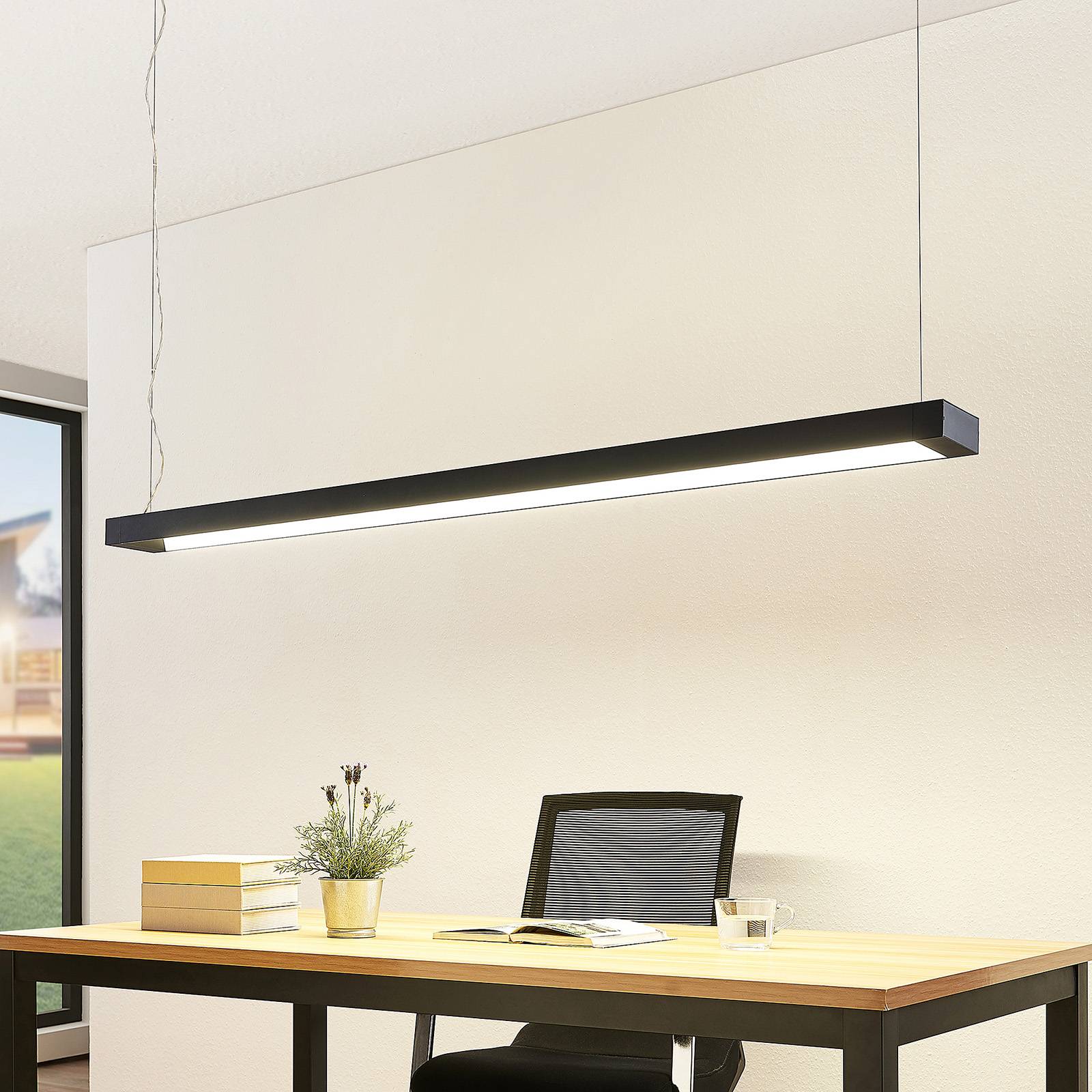 Arcchio Cuna LED-pendellampa svart kantig 162 cm