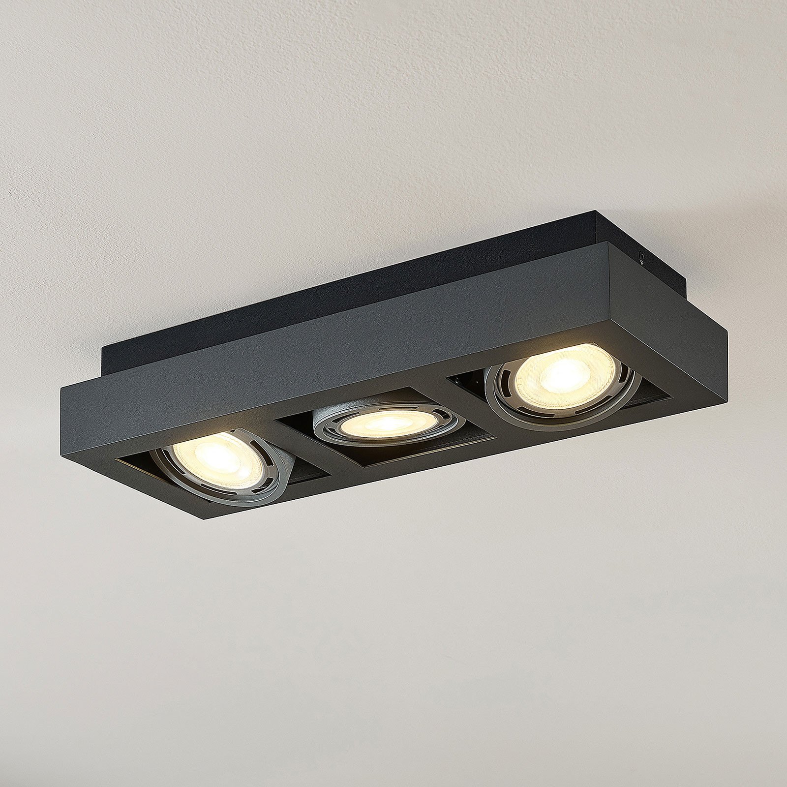 Arcchio spot de plafon Ronka 50 cm 3 becuri gri GU10 - Camera de zi / sufragerie - modern - gri închis - Metal