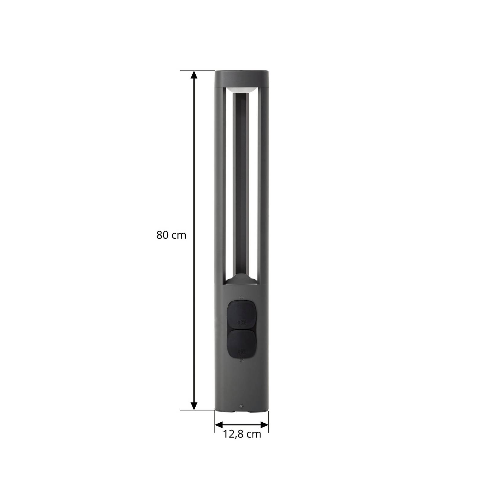 Lucande słupek oświetleniowy LED Pirron, wysokość 80 cm, gniazdko, IP54