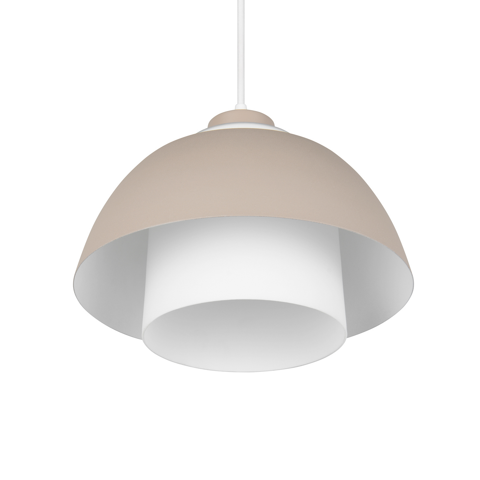 Hanglamp Tilos, beige, Ø 30 cm, metaal/glas, E27