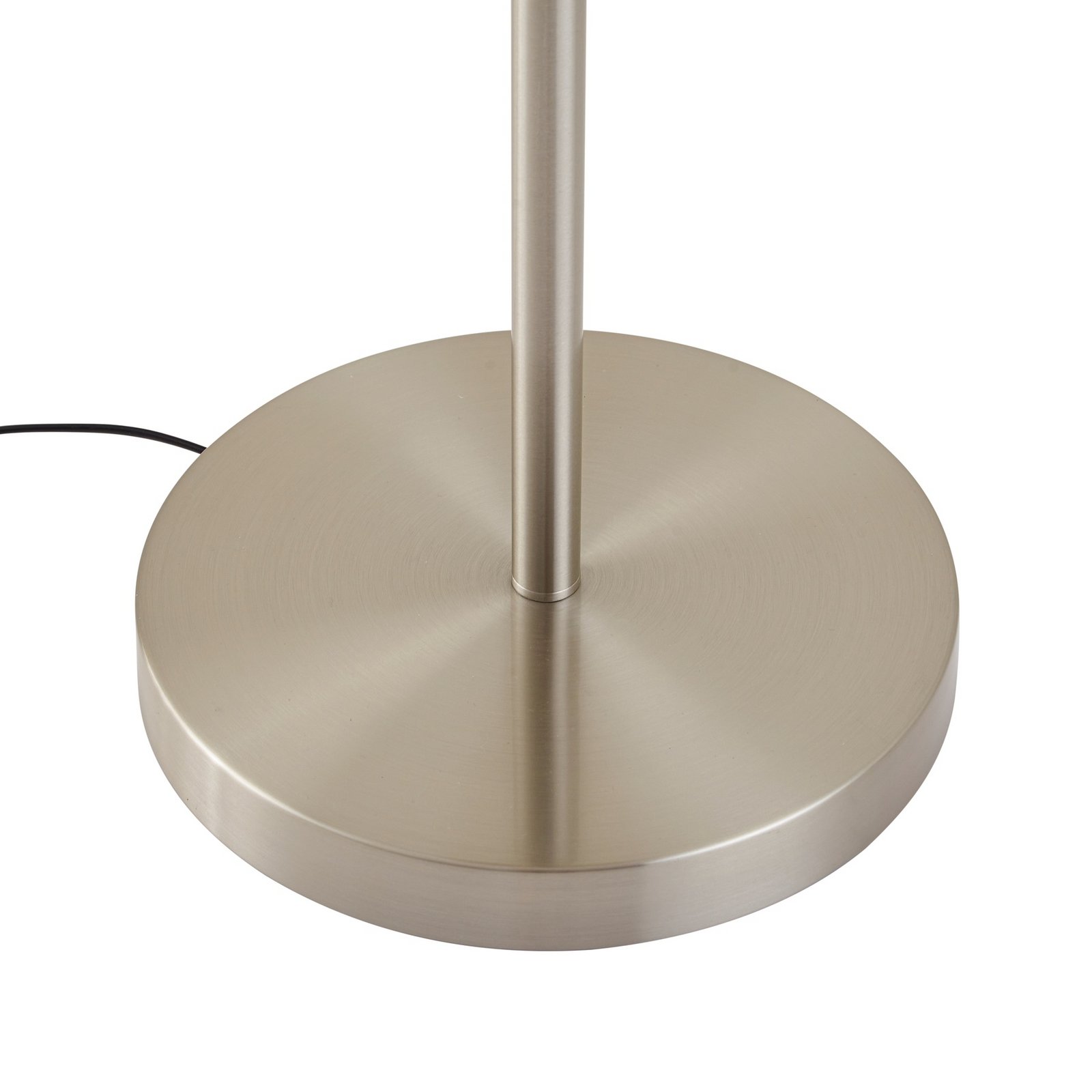 Lindby stojací lampa Aovan, niklová, odkládací plocha, USB port