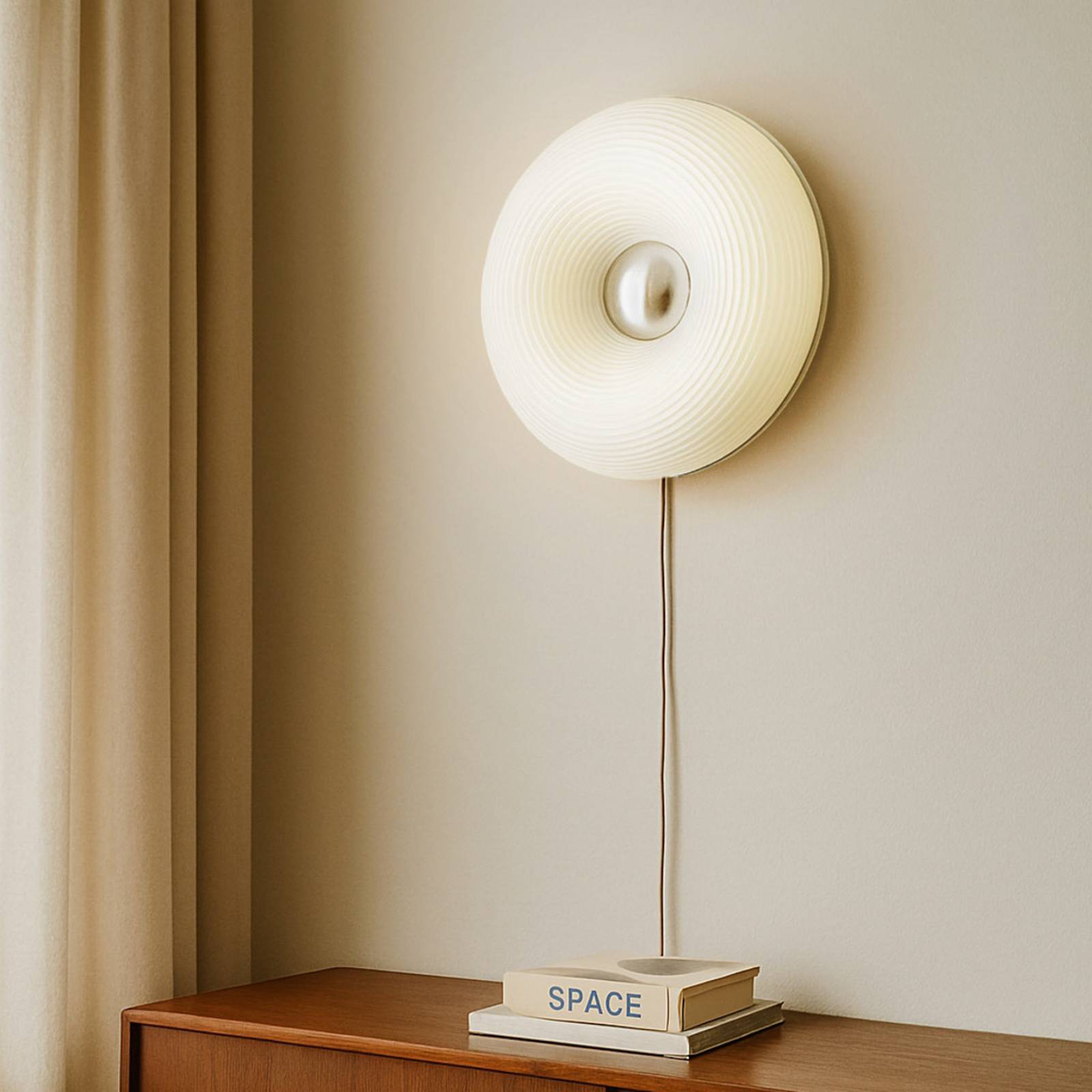 Lampa stołowa LED Lindby Fjora, biała/chromowana, Ø 30 cm, ściemniany, z
