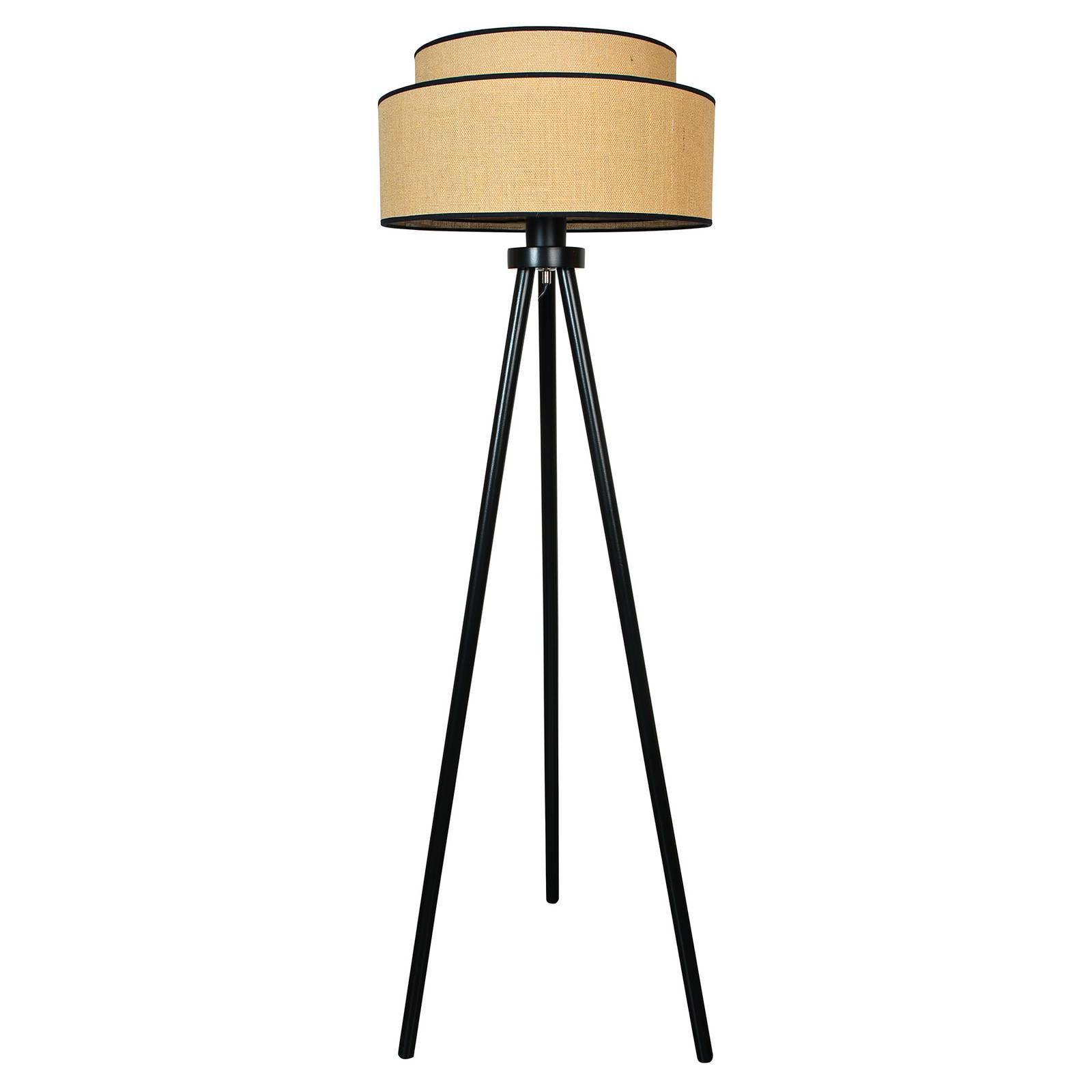 Golvlampa Boho jute & black, höjd 145 cm