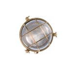 Tortuga outdoor wall light in brass, clear glass