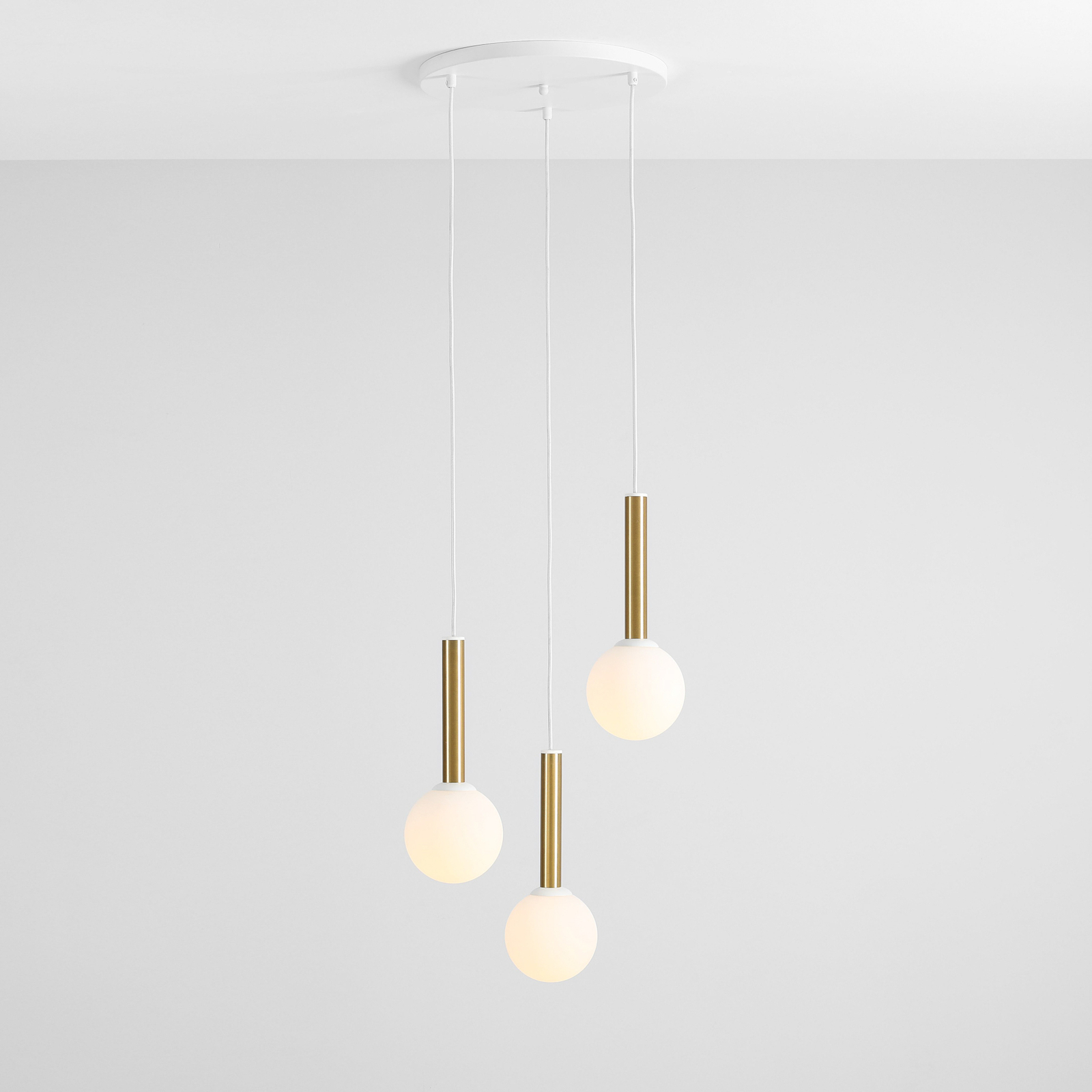 Lampada a sospensione 1098E, 3 luci, bianco/ottone