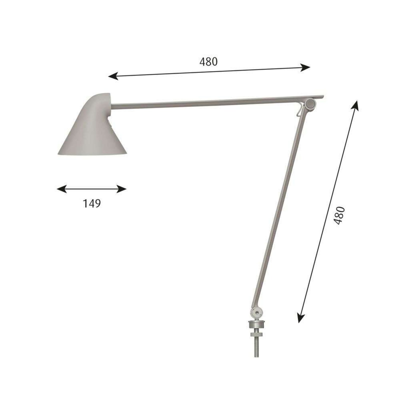 NJP Lampă de Masă cu Clamp 2700K Light Grey - Louis Poulsen