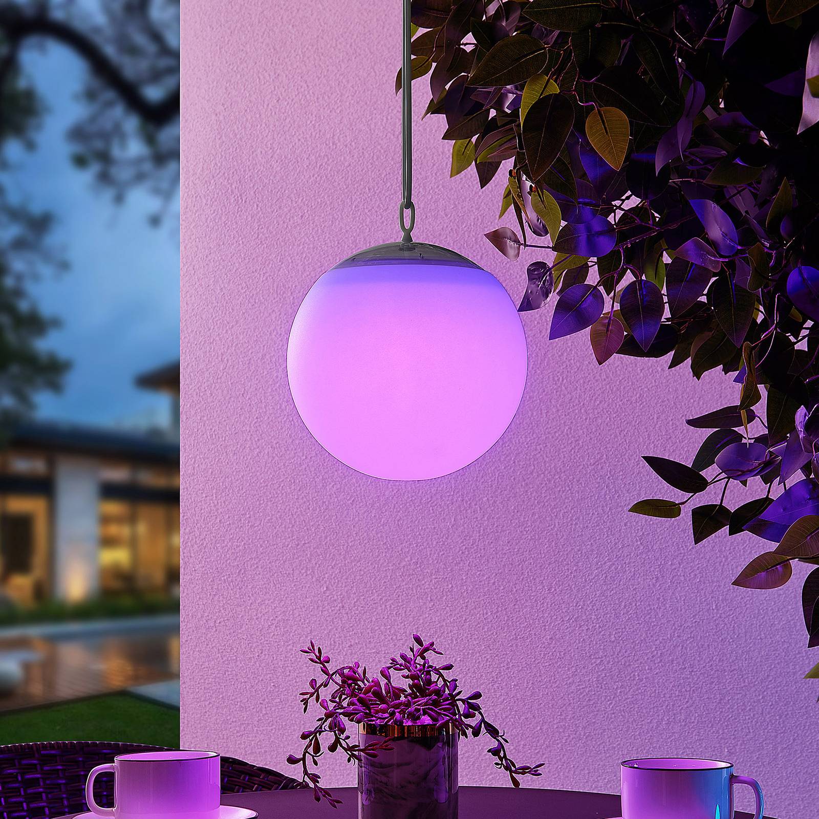 Lindby Dieka LED Solar H ngelampe Kugel RGBW Lampenwelt de