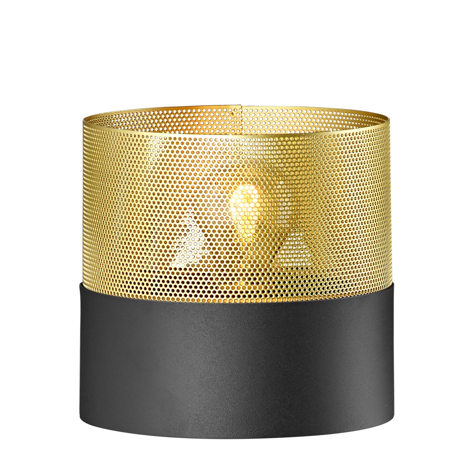 Mesh LED table lamp E27 18 cm high, black/gold