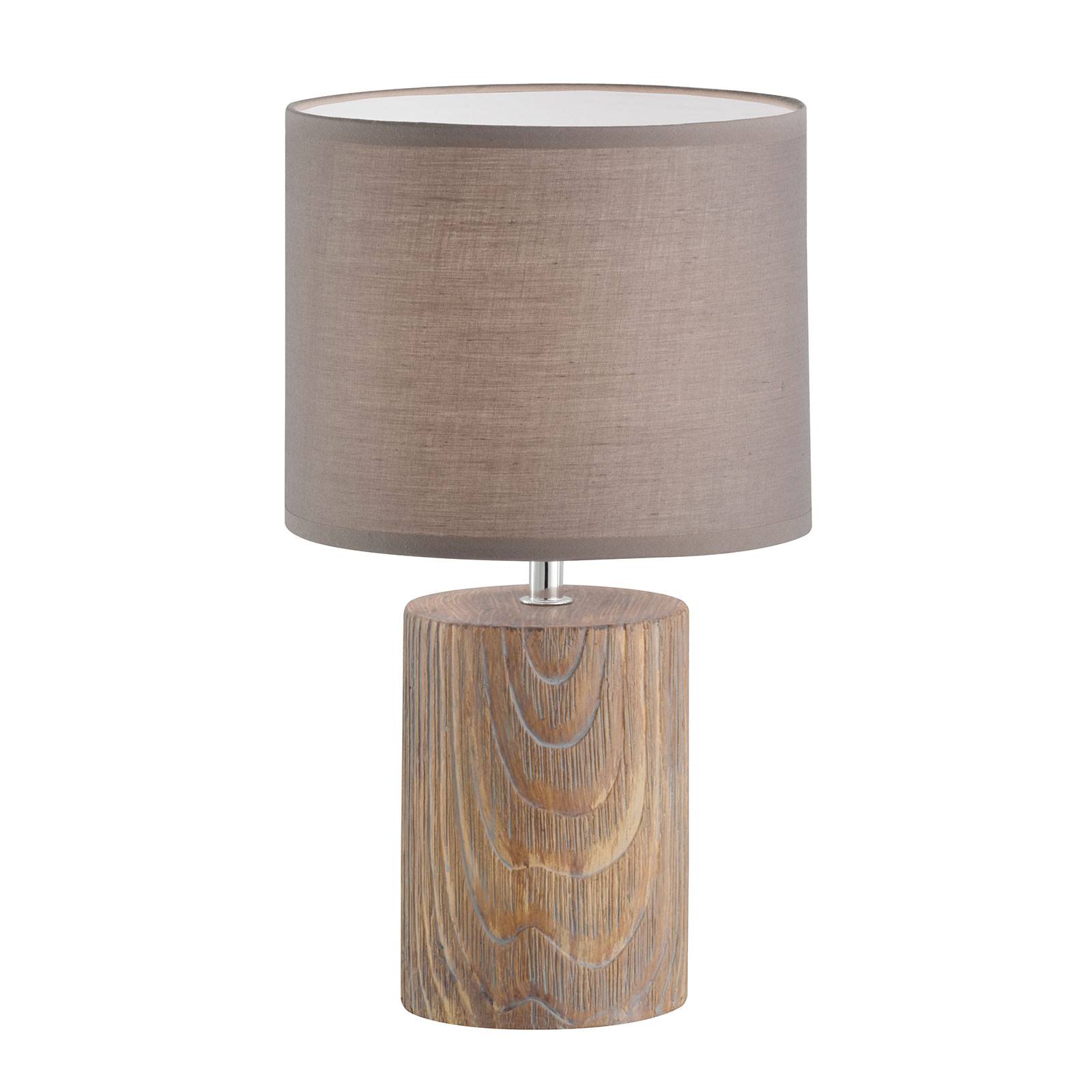Fischer & Honsel Malik table lamp, wood look, 43 cm, for Living / Dining Room, concrete, fabric, E27, 60 W, energy efficiency: A++, H: 43 cm