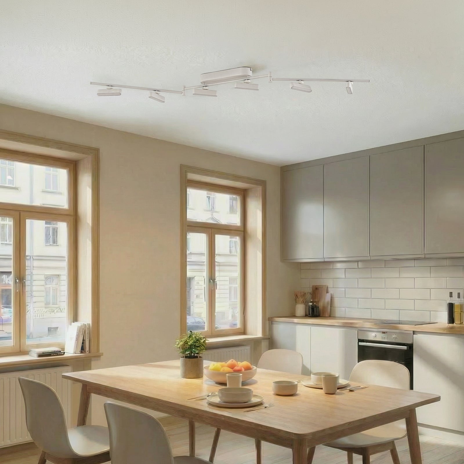 Spot LED Eldrin de Lindby, blanc, à 6 lampes, réglette lumineuse