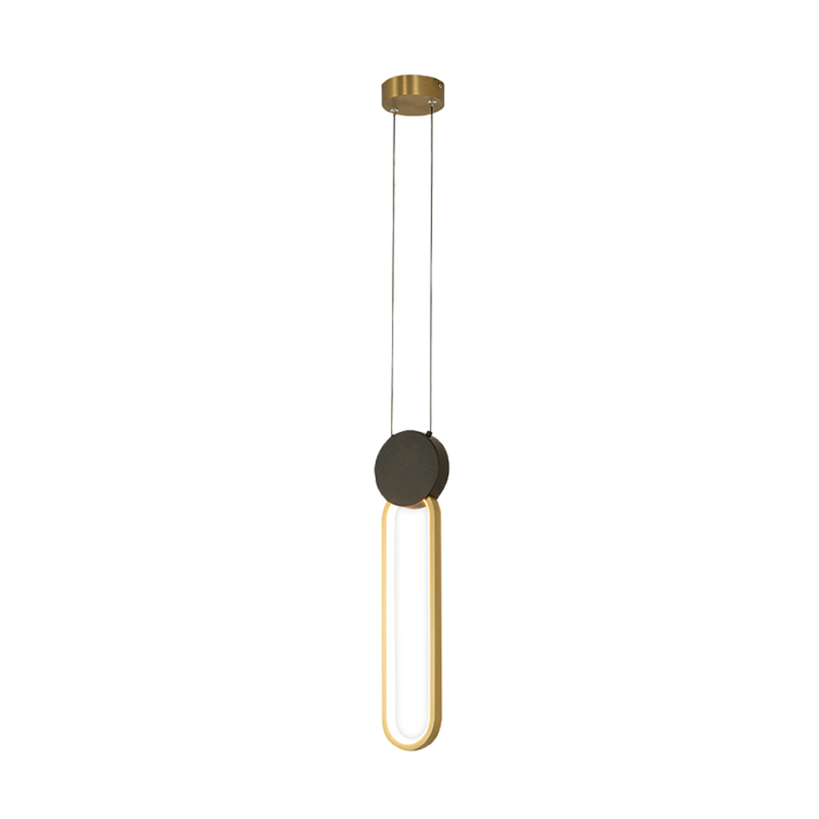 Lampada LED a sospensione 23101, oro/nero, larghezza 12 cm, metallo dimmerabile
