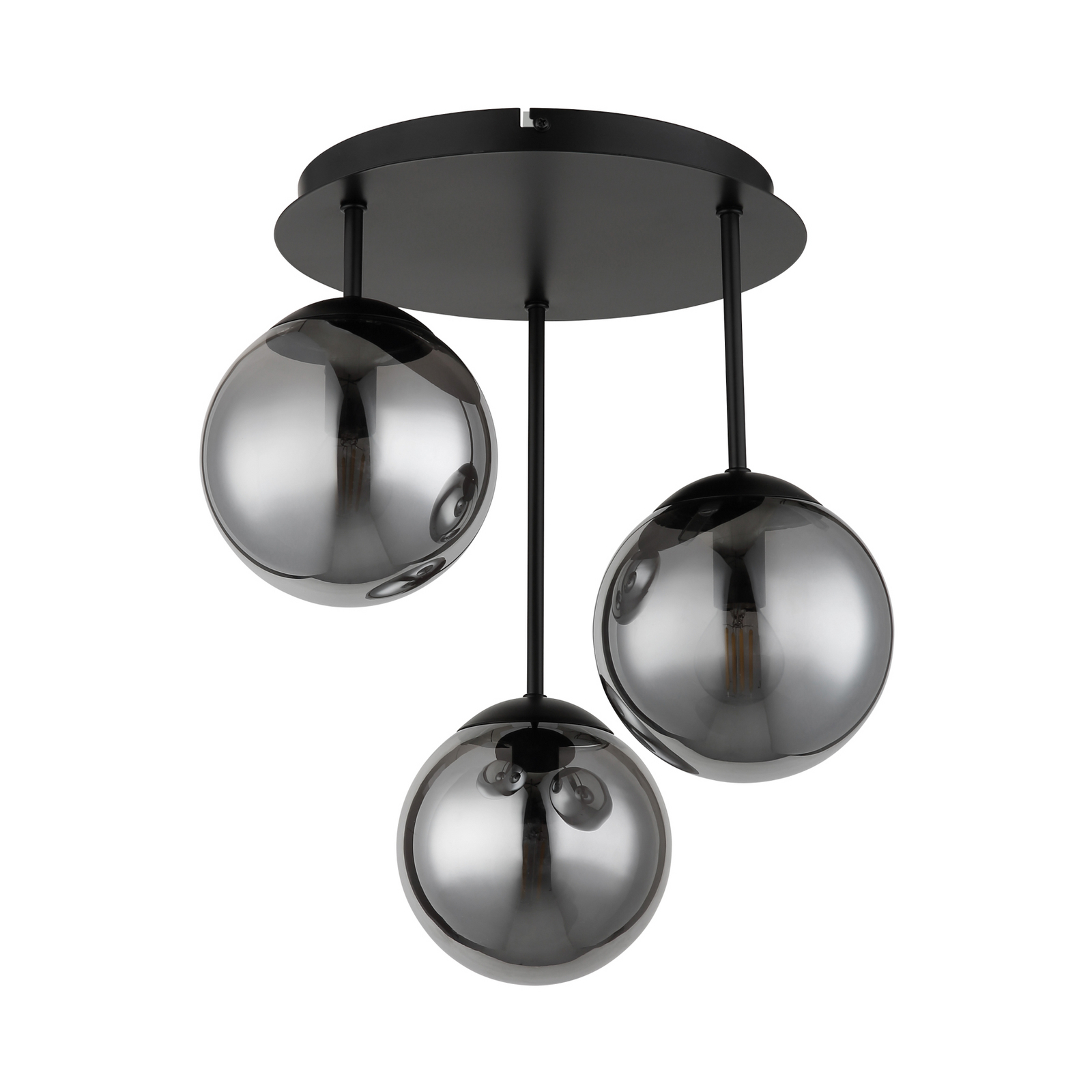 Deckenleuchte Harmon, schwarz/rauch, Glas, Ø 33 cm, E14