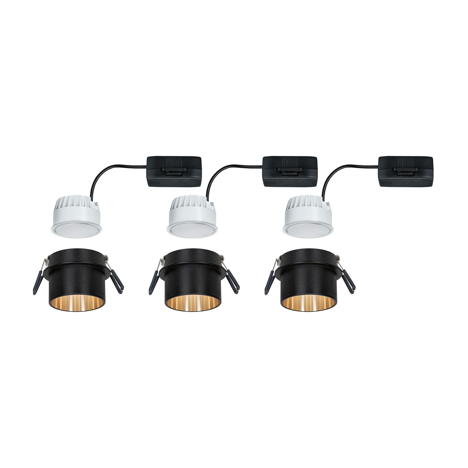 Paulmann Gil LED inbouwlamp zwart/goud 3 per set