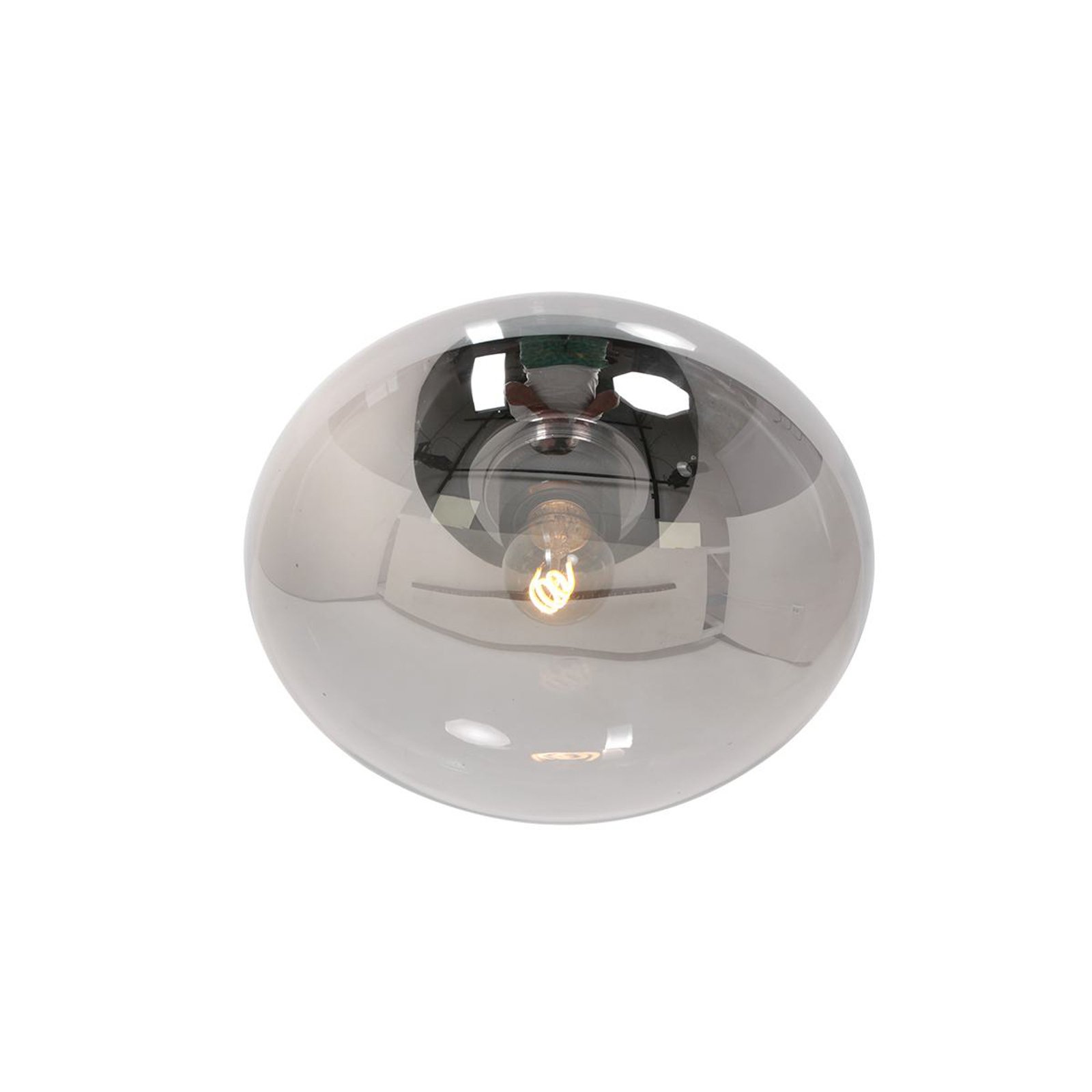 Reflexion ceiling light, Ø 25 cm, glass, black/smoke grey