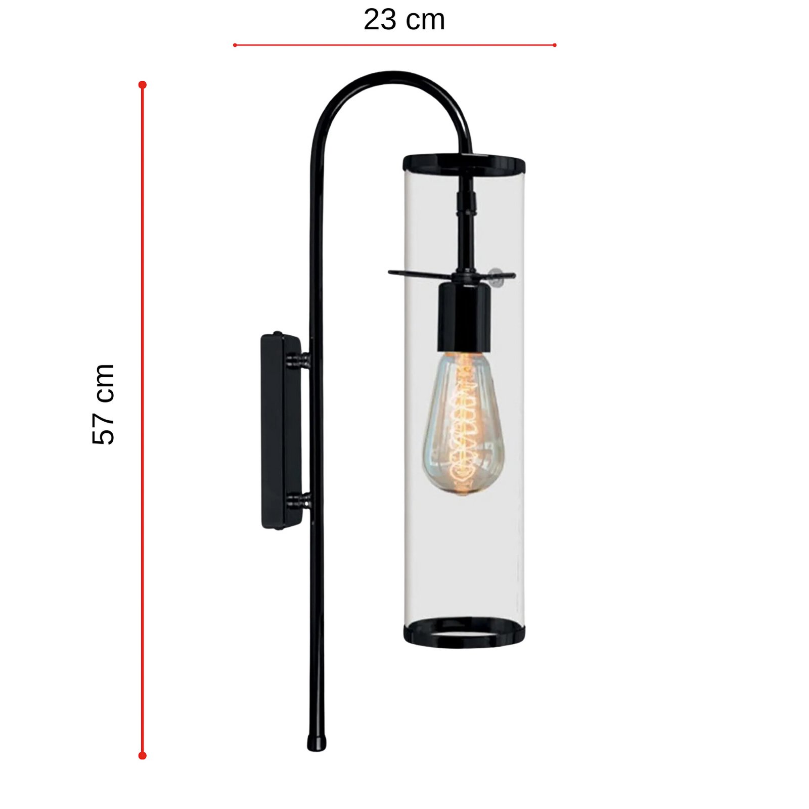 Applique Leona, nero, altezza 57 cm, metallo, E27