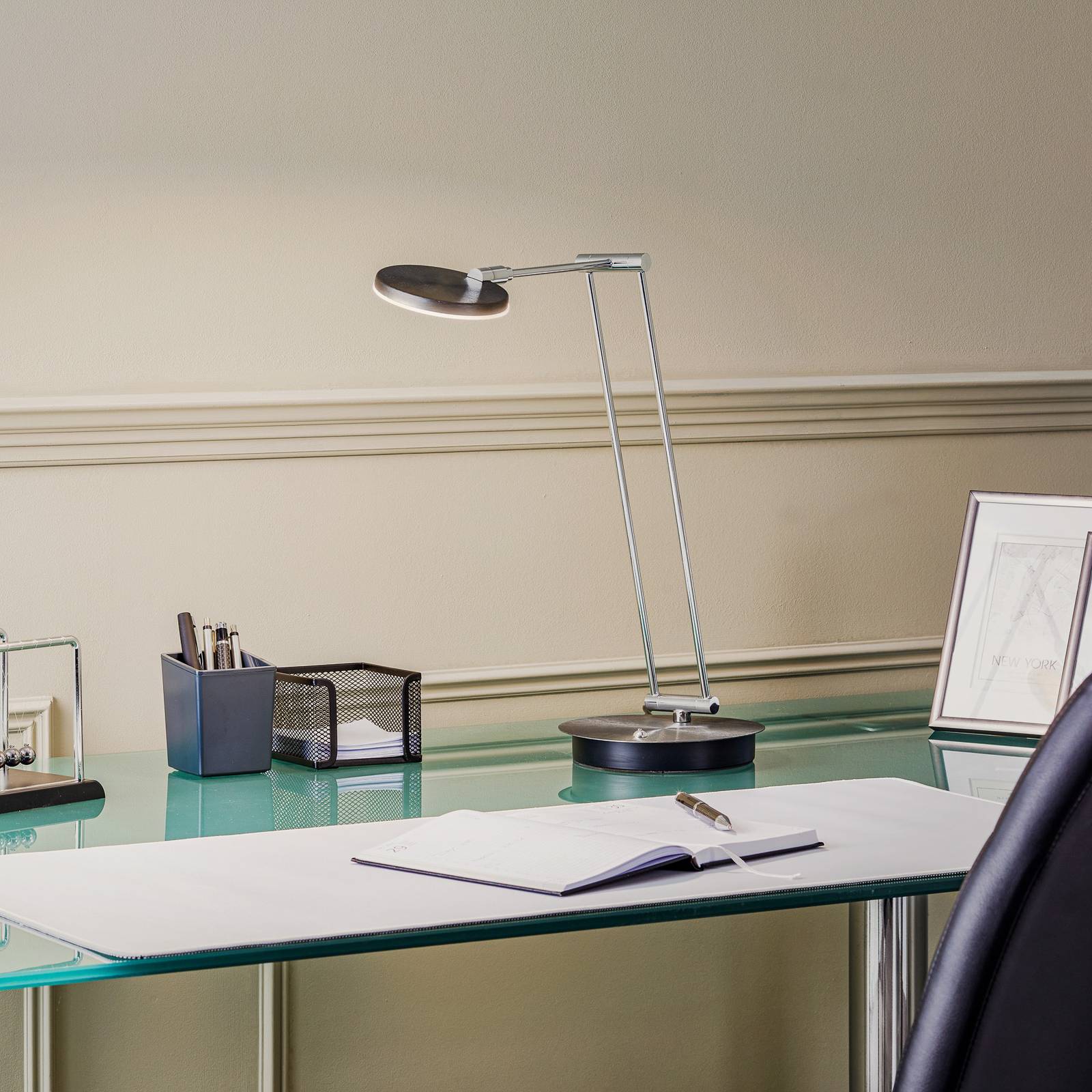 Lucande Ensley -LED-pöytälamppu antrasiitti