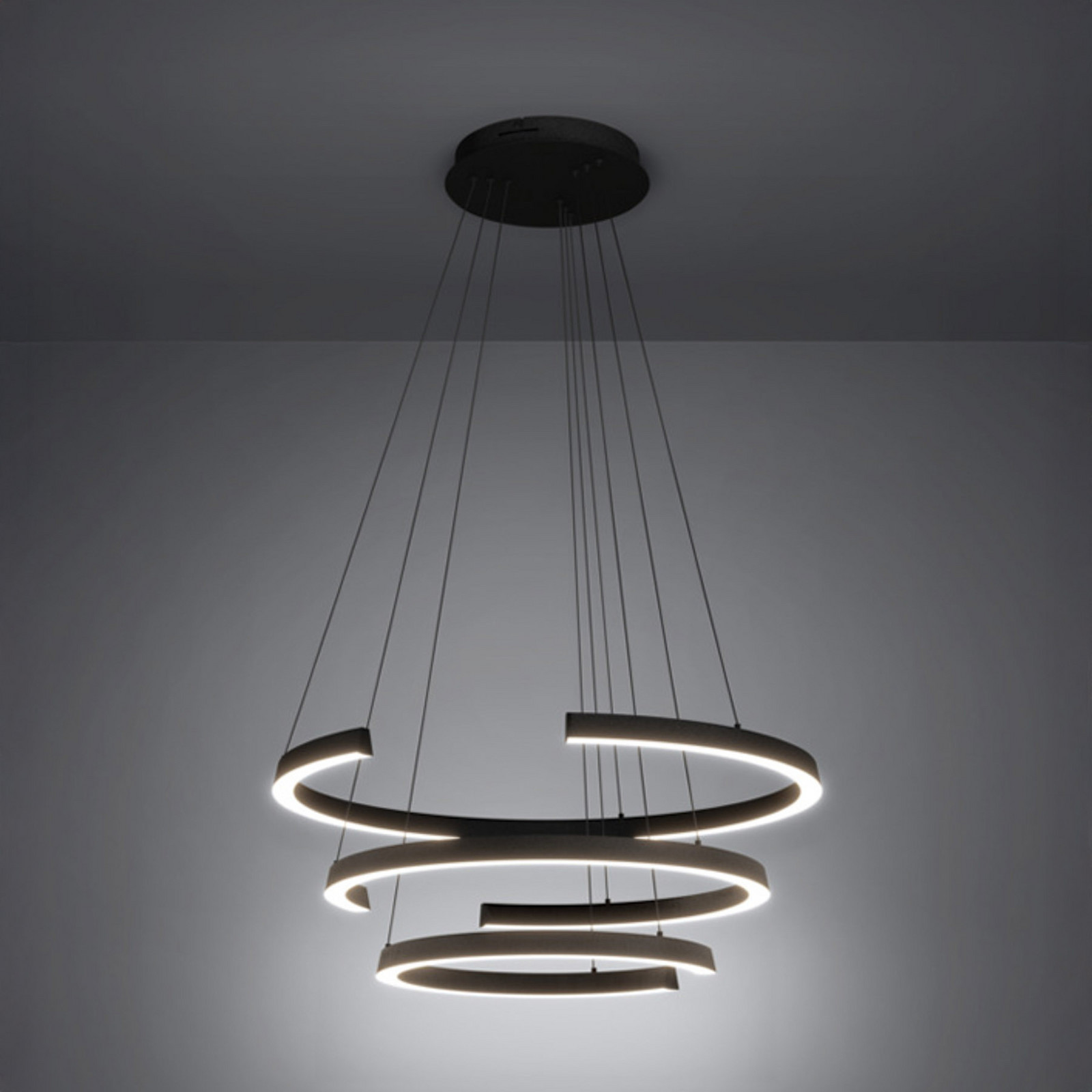 LED viseća svjetiljka Stars of Light LABONETE, crna, Ø 80 cm, 3-svjetla - Dnevni boravak/blagovaonica - crna, bijela - Aluminij