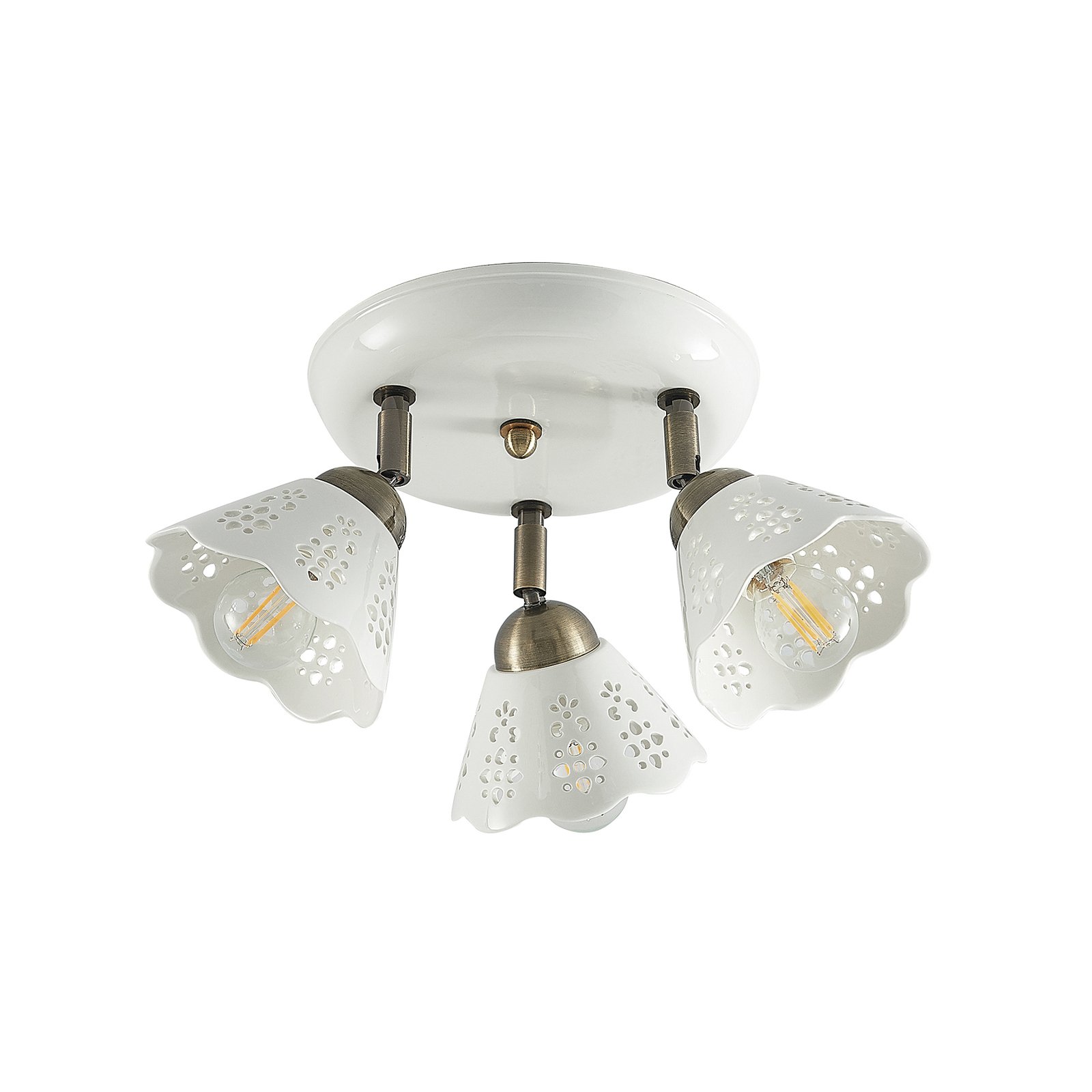 Lindby Deckenstrahler Efgenia, Ø 40 cm, 3-flg., Keramik, E14
