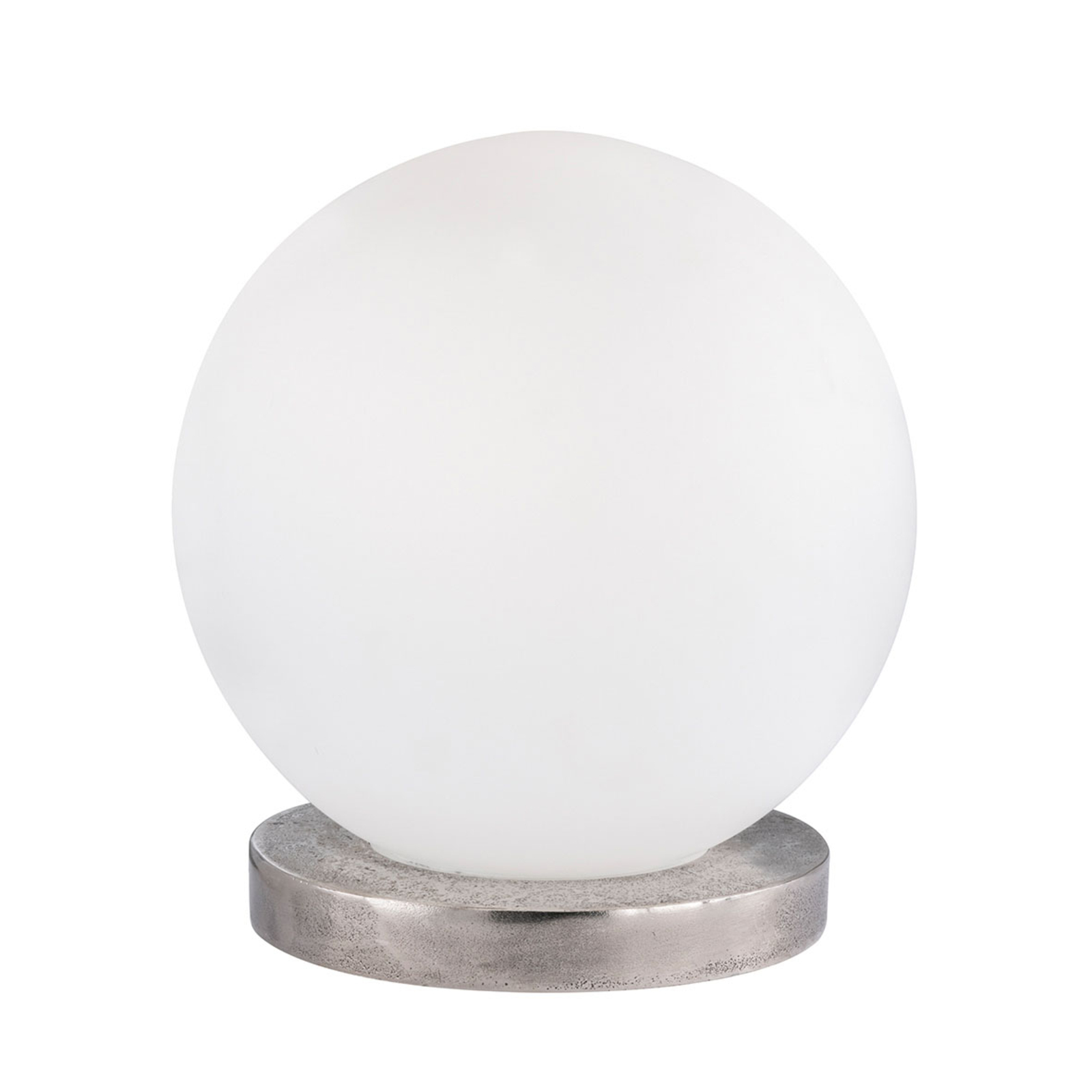 Fischer & Honsel Antony table lamp, opal sphere nickel base Ø 20 cm, for Living / Dining Room, glass, metal, E27, 40 W, energy efficiency: A++, H: 21.5 cm
