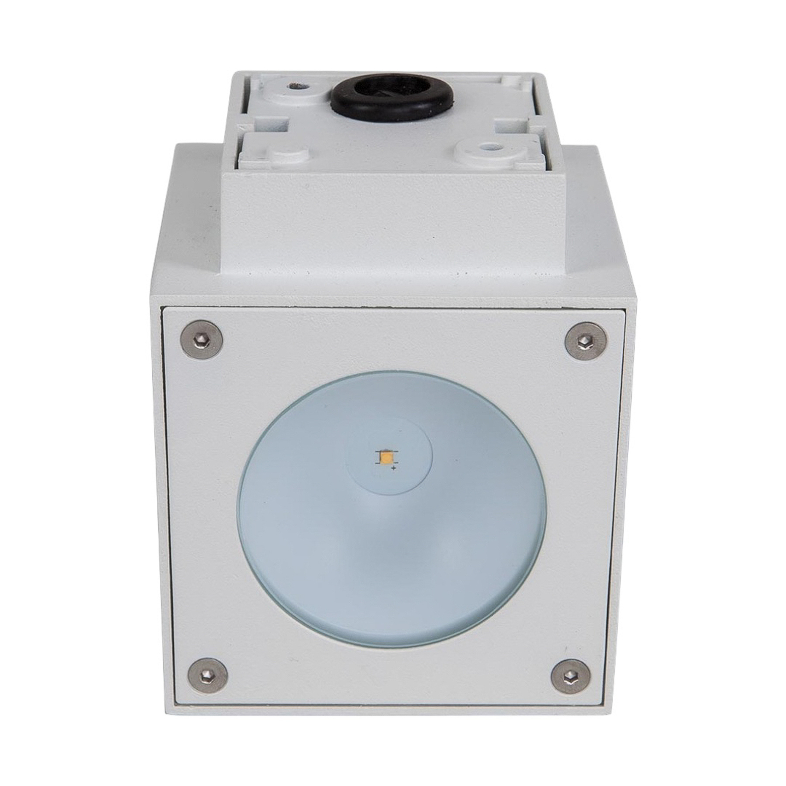 White LED outdoor wall light Jarno, cube form