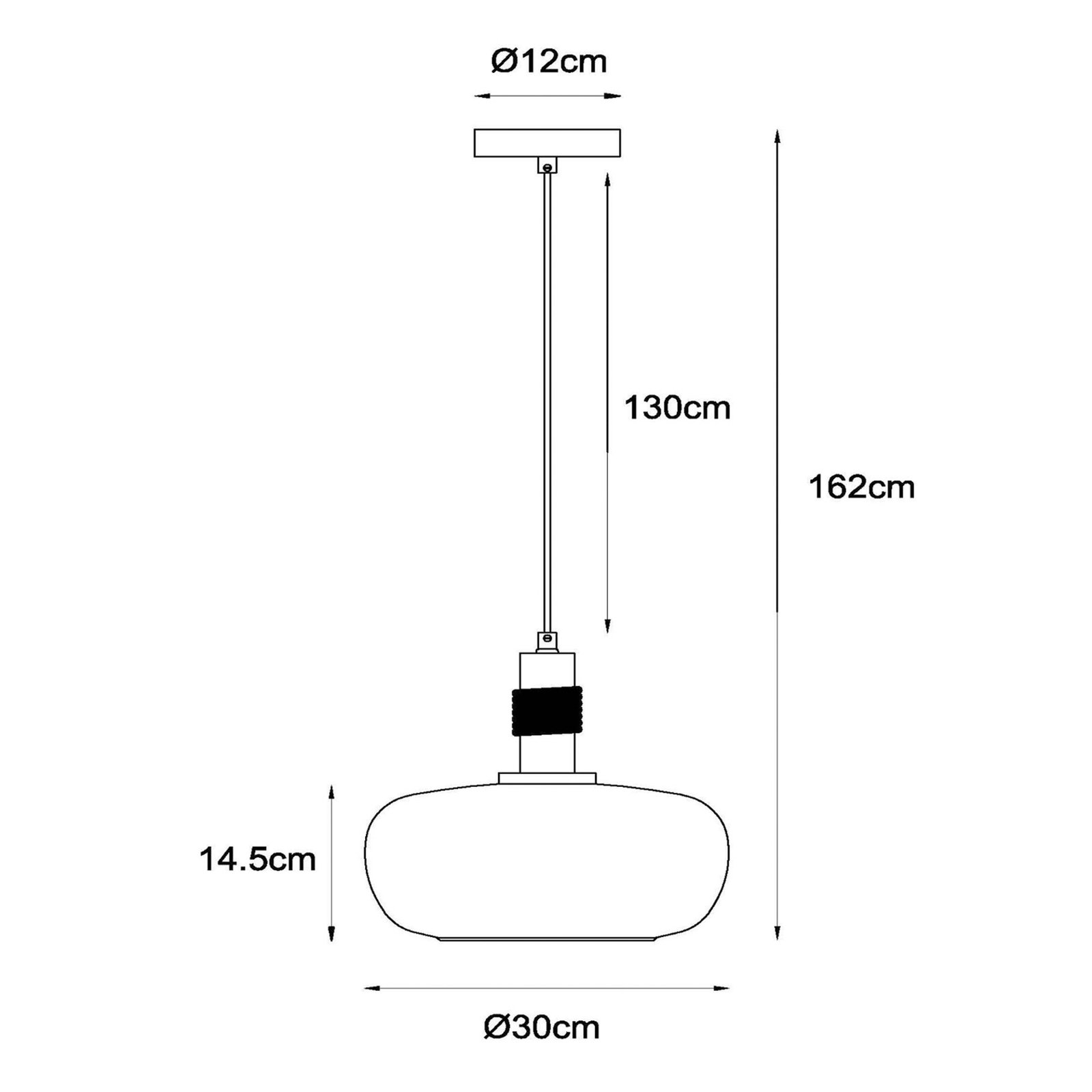 Ilona lámpara colgante, cristal, Ø 30 cm, negro/ámbar, 1 luz