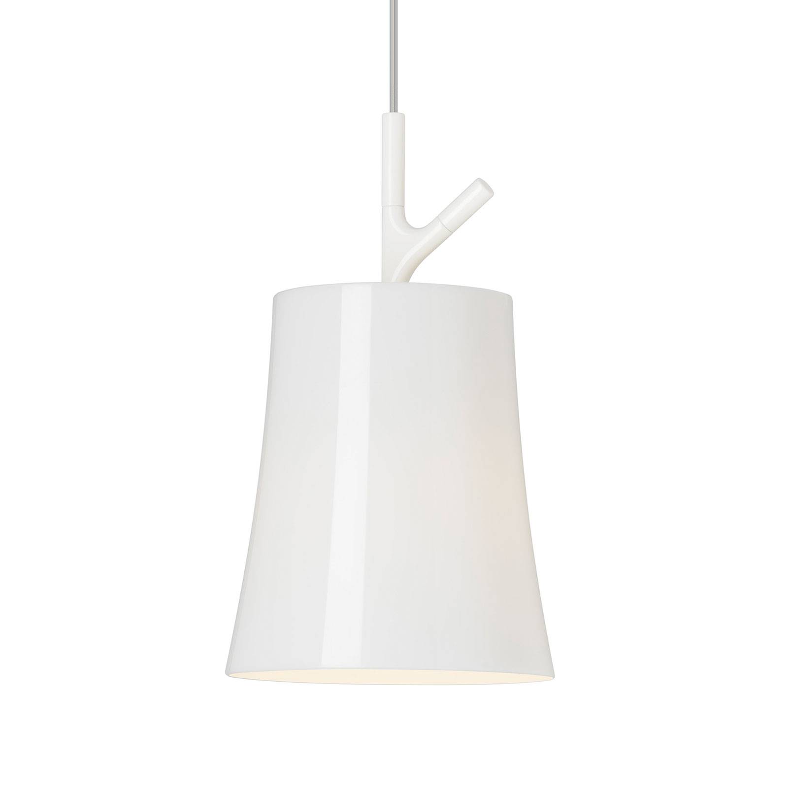 FOSCARINI Foscarini Birdie piccola hanging light, white, for Living / Dining Room, polycarbonate, painted aluminium, E27, 70 W, energy efficiency: A++, H: 29 cm