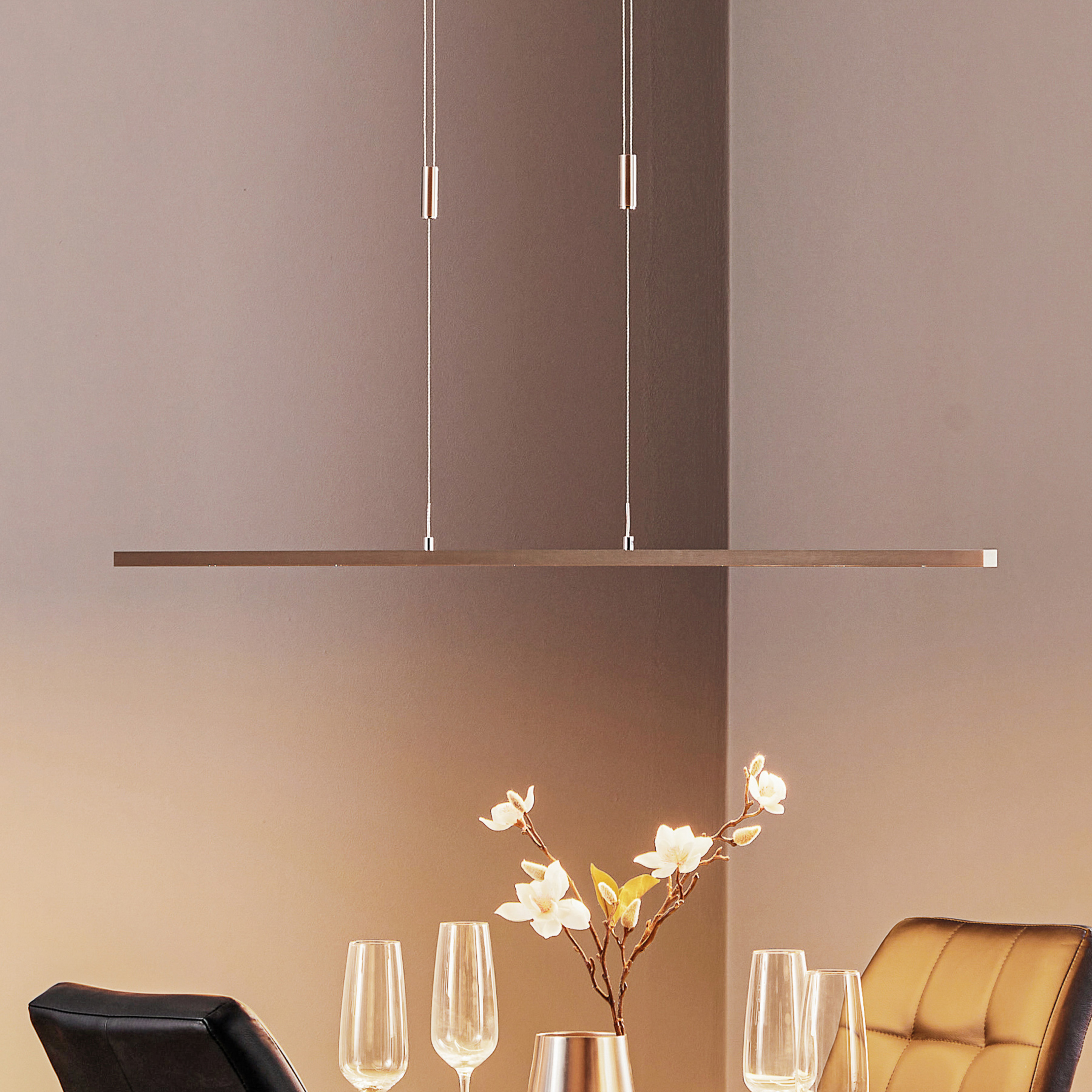 Quitani Lampa wisząca LED Tolu, nikiel, długość 138 cm