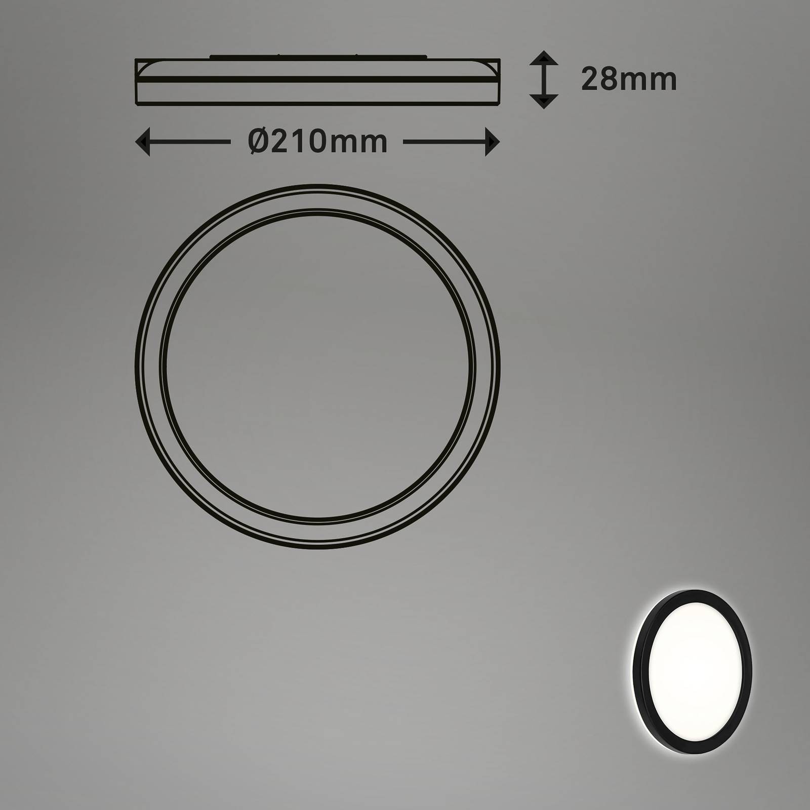 Panel LED Frankfurt, okrągły, Ø21 cm, IP44, czarny