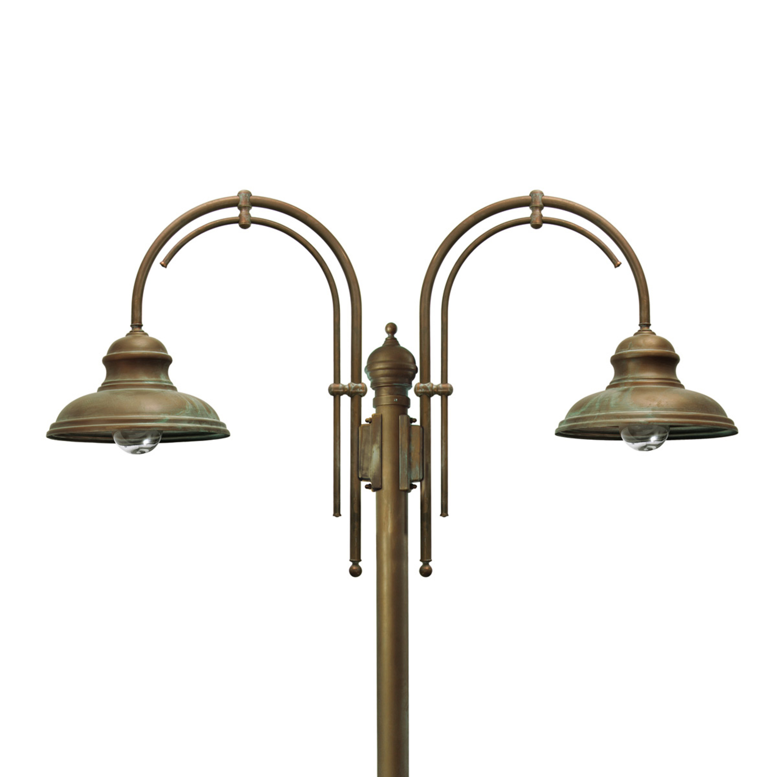 Candeeiro de poste Luca, lâmpada dupla com arco duplo