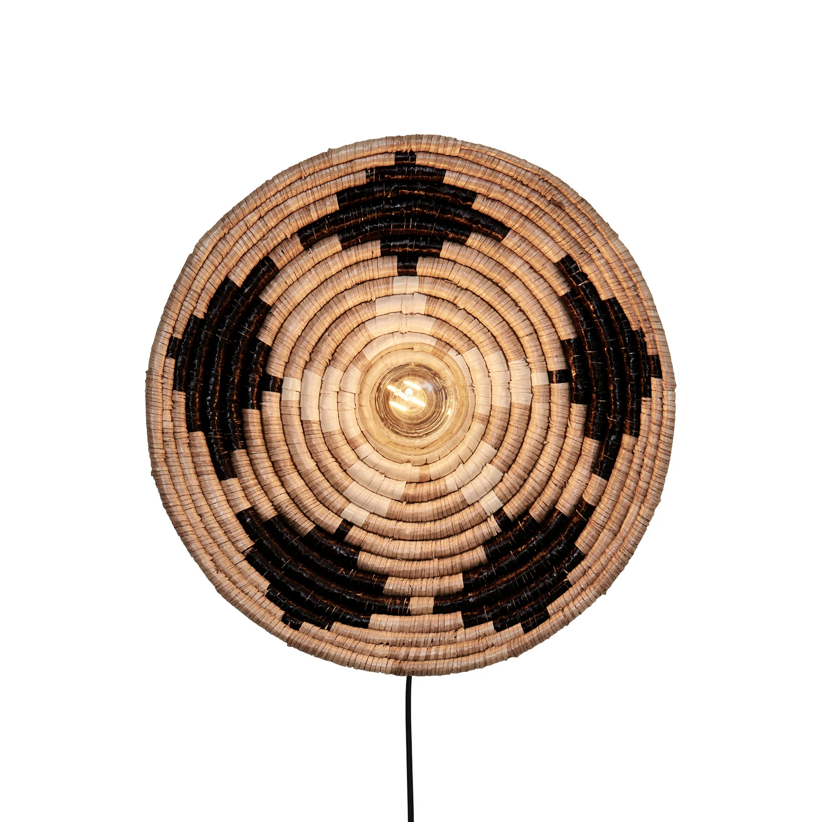 Aplique de pared GOOD & MOJO Andros, negro/natural/blanco, con enchufe