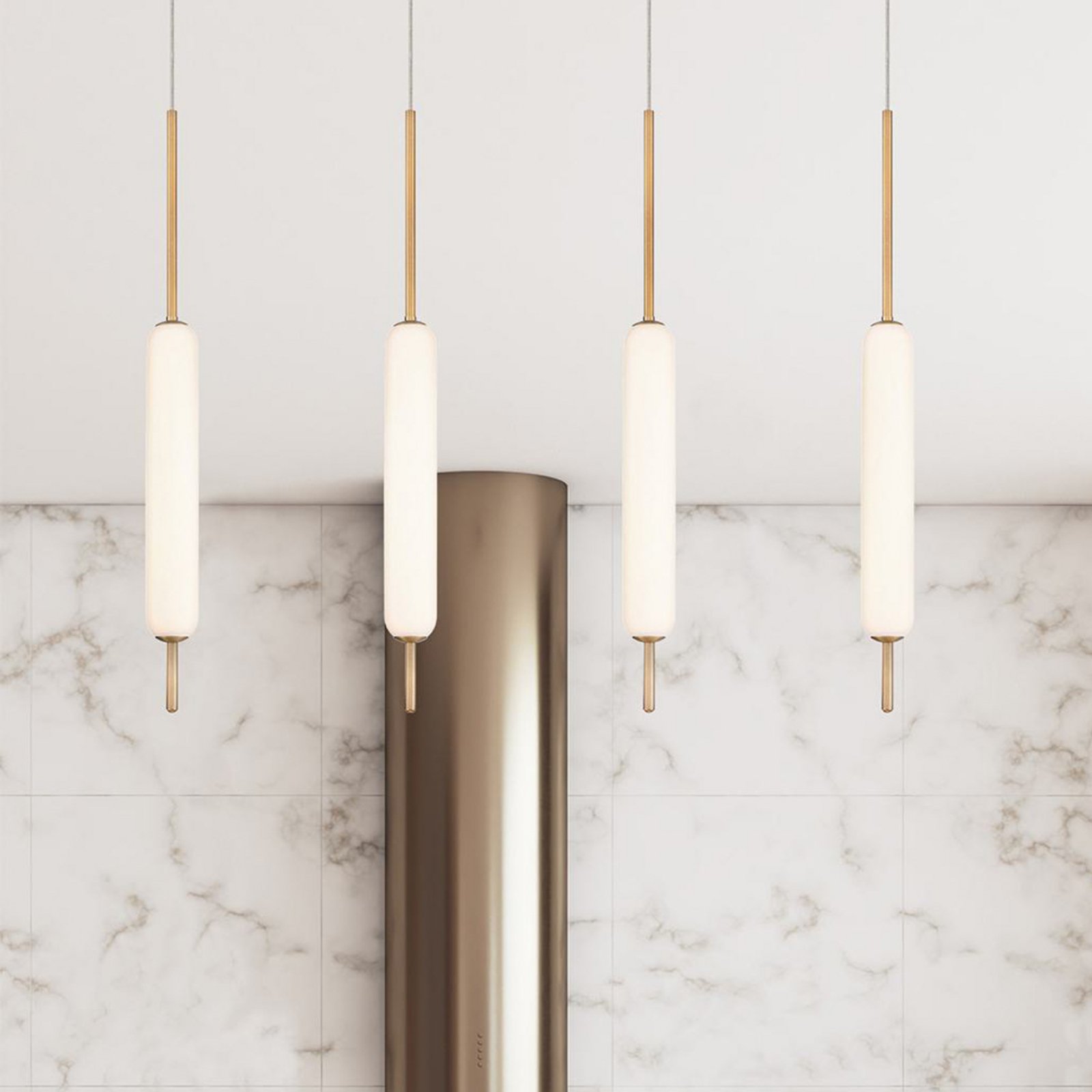 CUMBERLAND LED pendant light, gold, Ø 13 cm, metal/glass