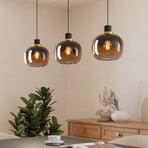 Piekaramā lampa Oilella, melni brūna, garums 95 cm, stikls, 3 gaismas.