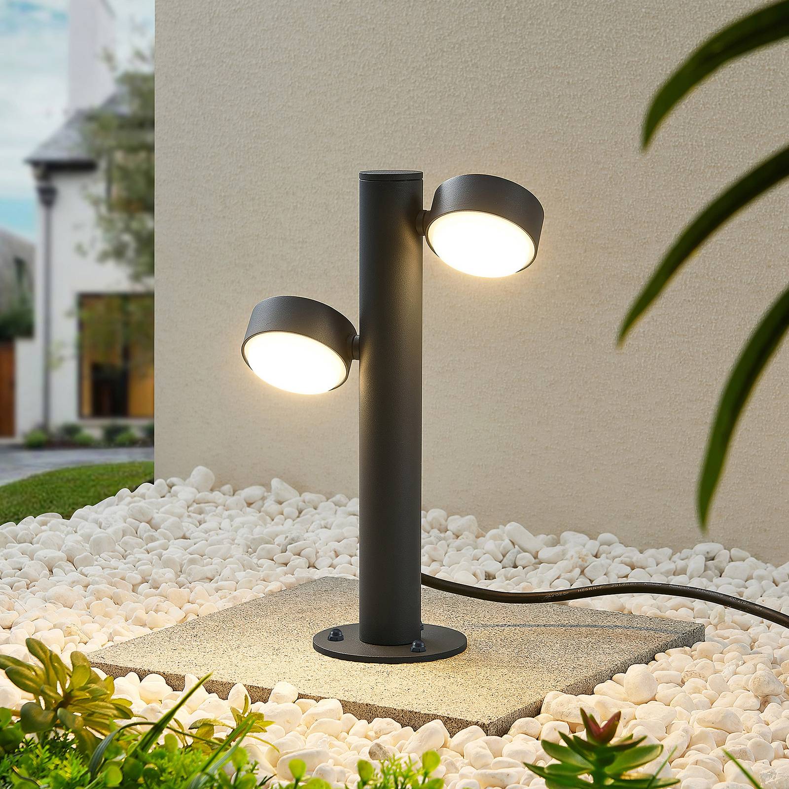 Lucande Kynlee -LED-pollarilamppu 2x 30 cm