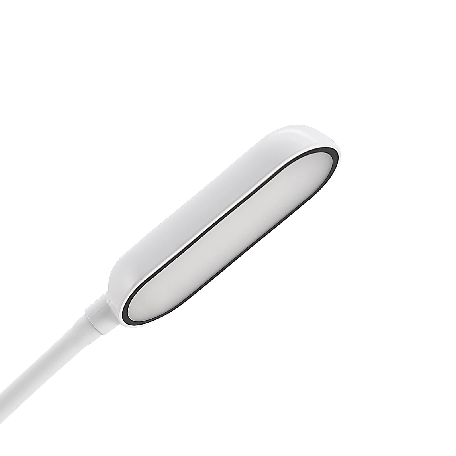 Prios LED klämlampa Najari, vit, laddningsbart batteri, USB, 51 cm hög
