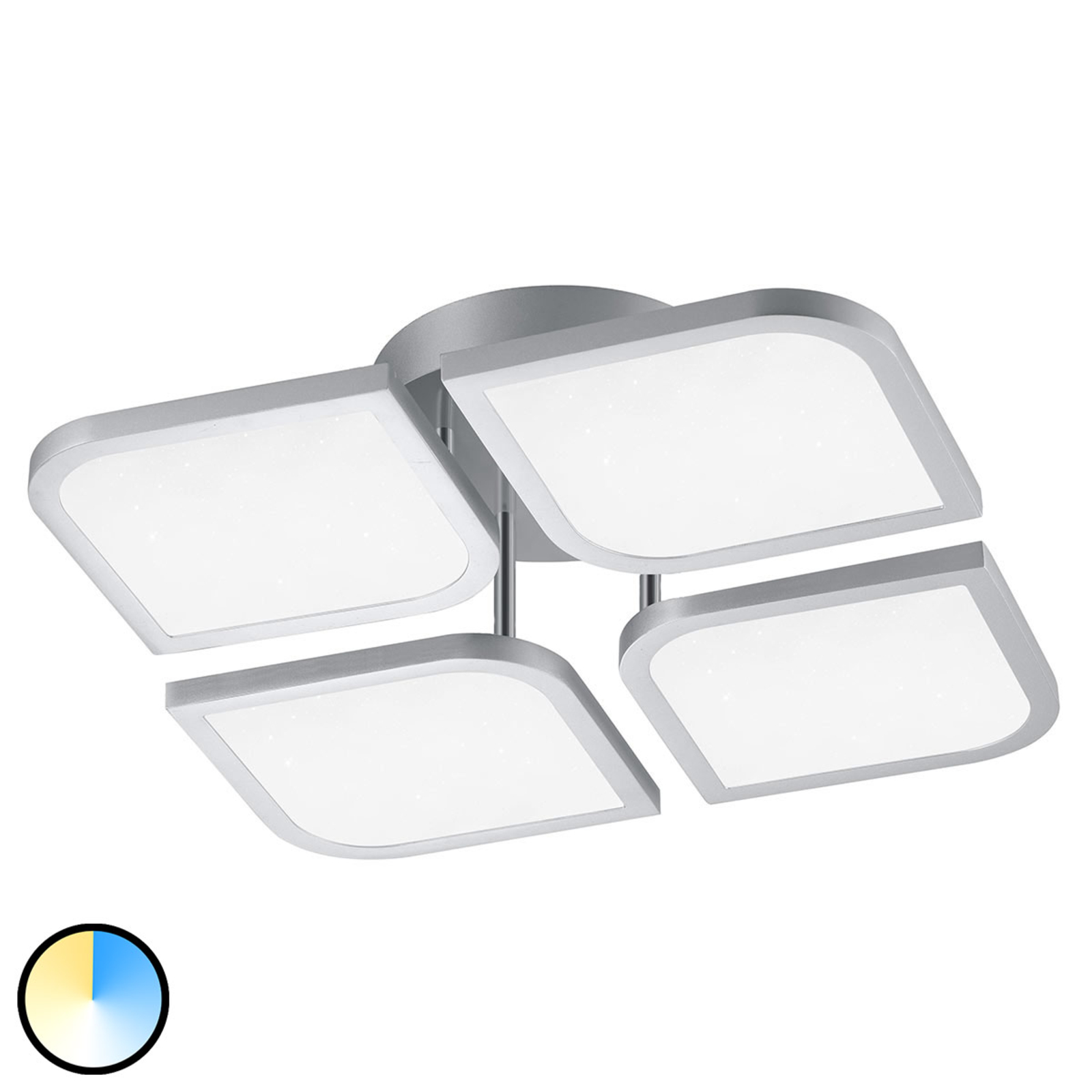 B-Leuchten Ottawa ceiling light rounded on outside, for Living / Dining Room, aluminium, 48 W, energy efficiency: A+, L: 60 cm, W: 60 cm, H: 14 cm