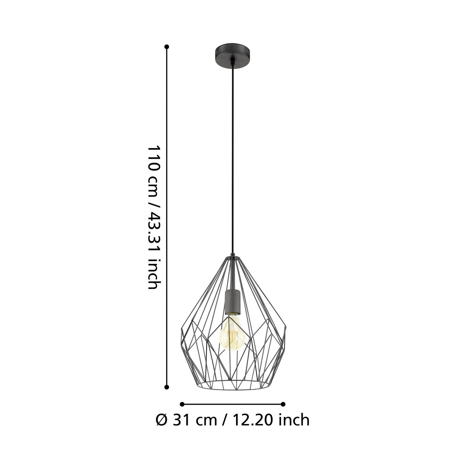 Suspension Carlton au design cage, noire Ø 31 cm