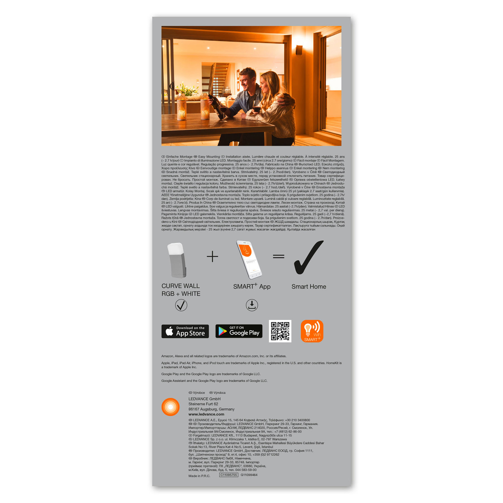 LEDVANCE SMART+ WiFi Curve LED-Außenwandlampe RGBW