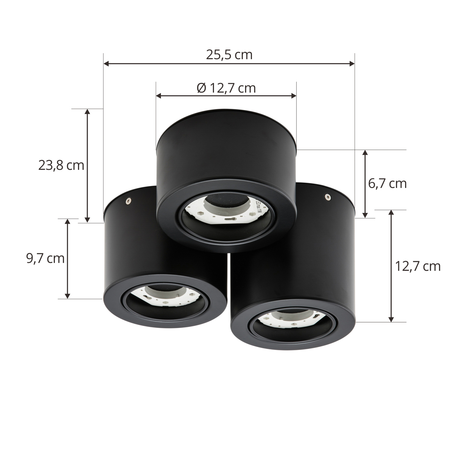 Jyla takspotlight, 3-lys, svart, 4200K