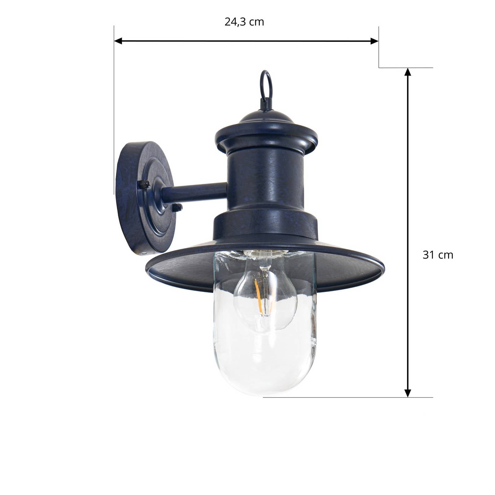 Kinkiet Lindby Eloretta, czarno-niebieski, stal, IP44, E27