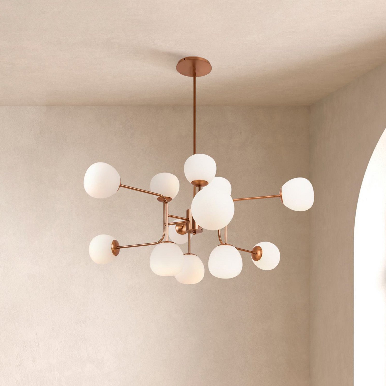 Maytoni candelabru Erich alamă rosé sticlă/metal 12 becuri. - Camera de zi / sufragerie - modern - alamă rosé alb