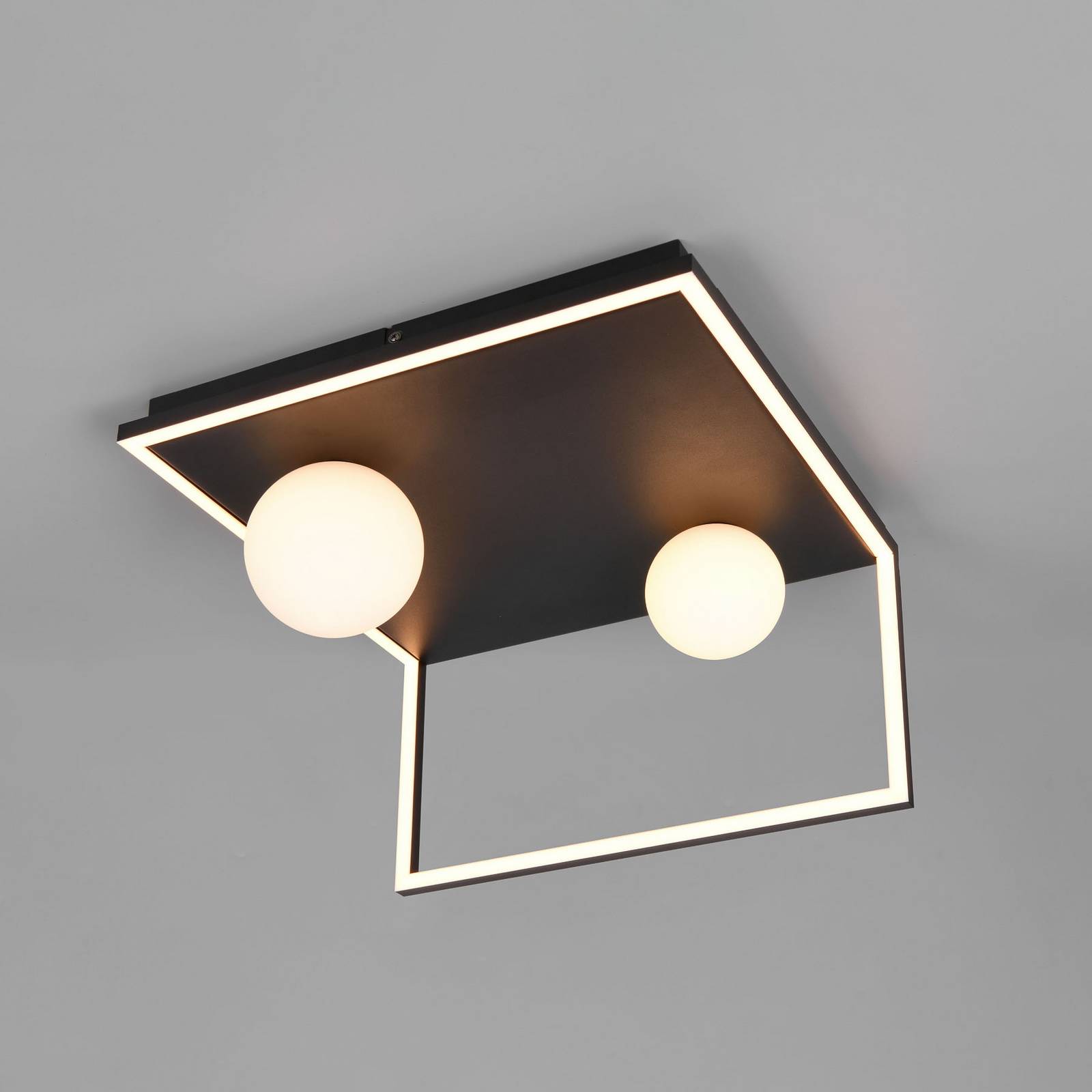 Trio Lighting Plafonnier LED Arola, noir mat, largeur 37 cm, métal