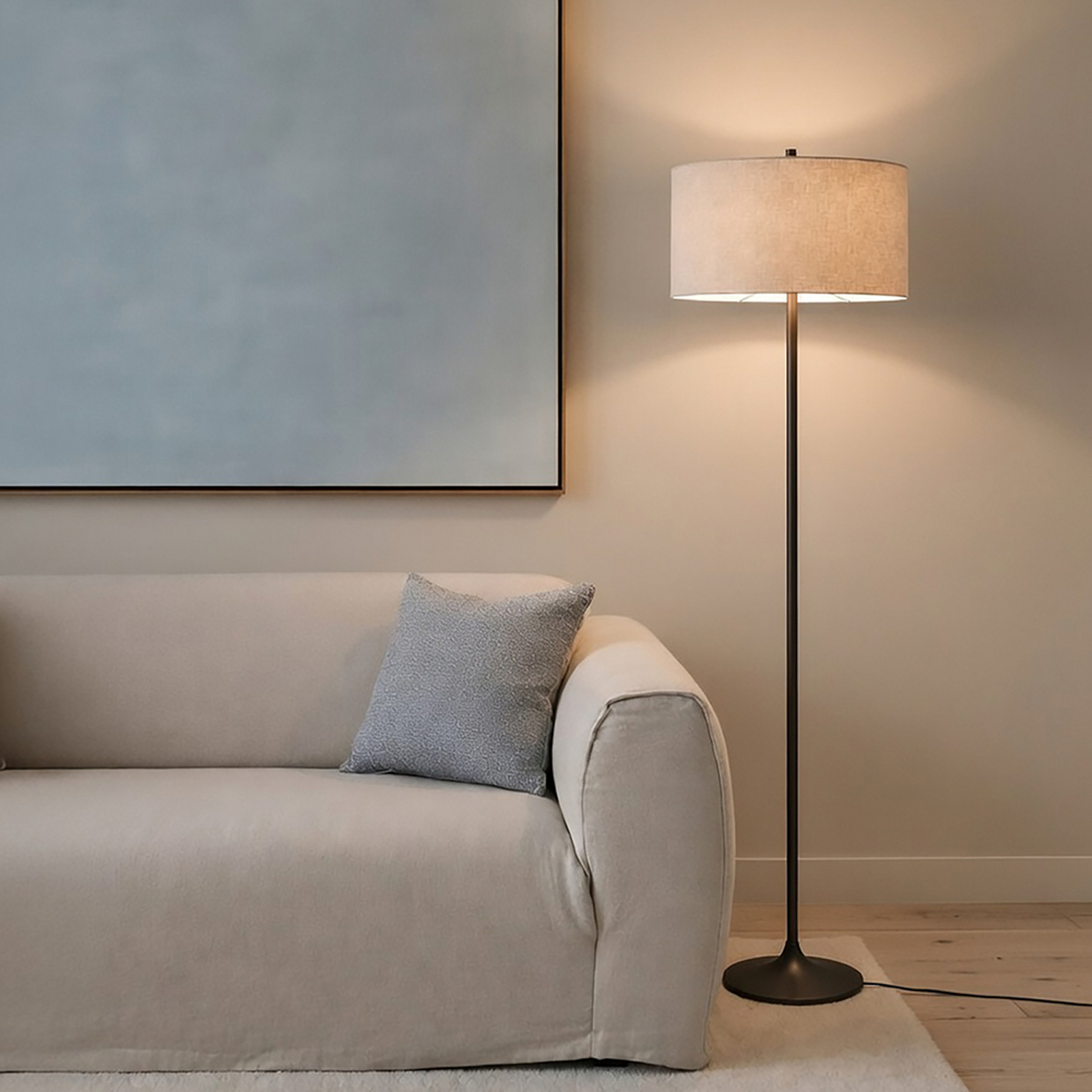 Piantana Soft, color naturale/bronzo, altezza 149,5 cm, lino - Belid