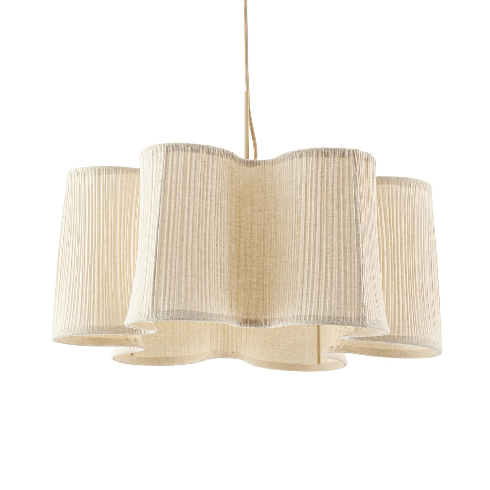 Lindby Lorna lógó világítás, bézs, vászon, Ø 60 cm