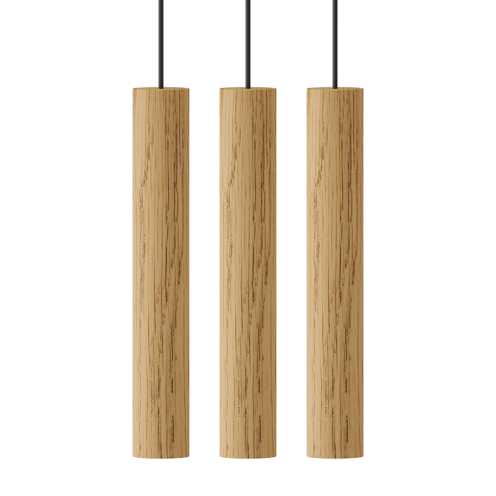 UMAGE Chimes Cluster 3 hanging light, light oak, for Living / Dining Room, oak wood, steel, 2 W, energy efficiency: A+, H: 22 cm