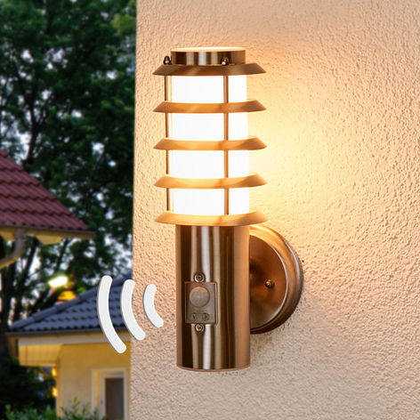Edelstahl-Außenwandleuchte Selina mit Sensor